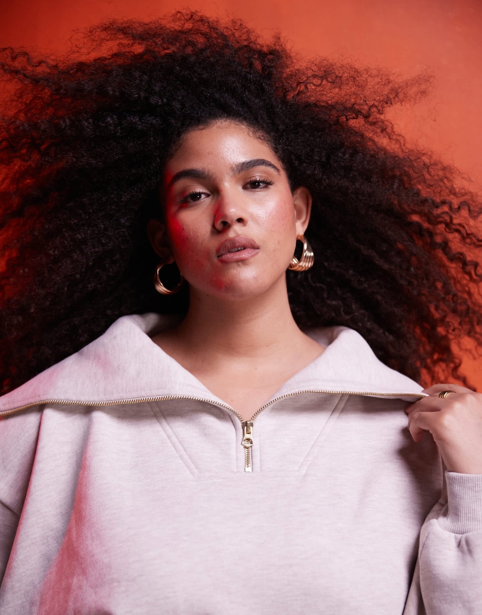 ASOS DESIGN Curve co - ord heavyweight half zip sweat in oatmeal - ASOS Sample Sale