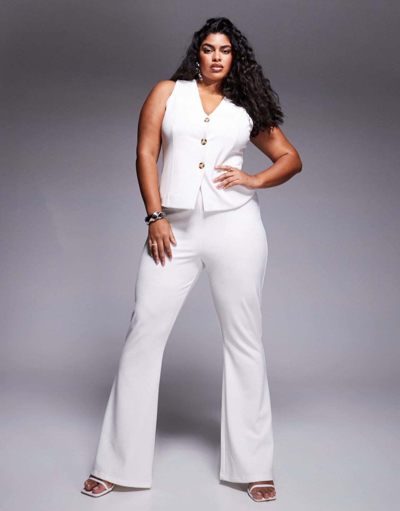 ASOS DESIGN Curve co - ord ponte flare trouser in white - ASOS Sample Sale