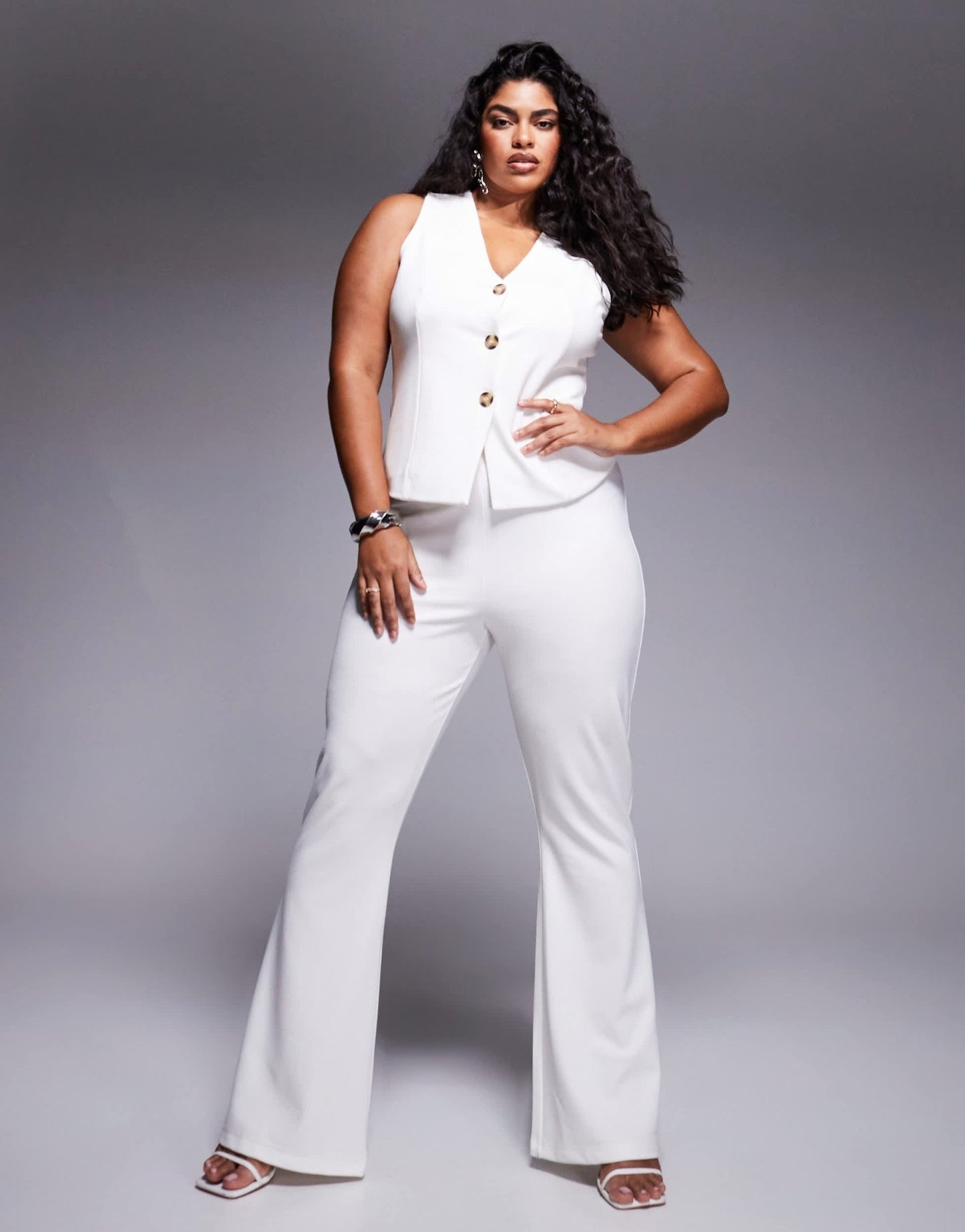 ASOS DESIGN Curve co - ord ponte flare trouser in white - ASOS Sample Sale