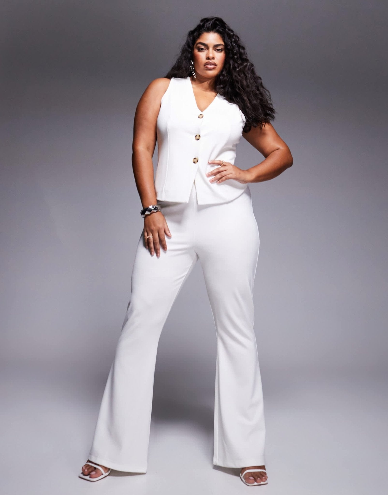 ASOS DESIGN Curve co - ord ponte flare trouser in white - ASOS Sample Sale