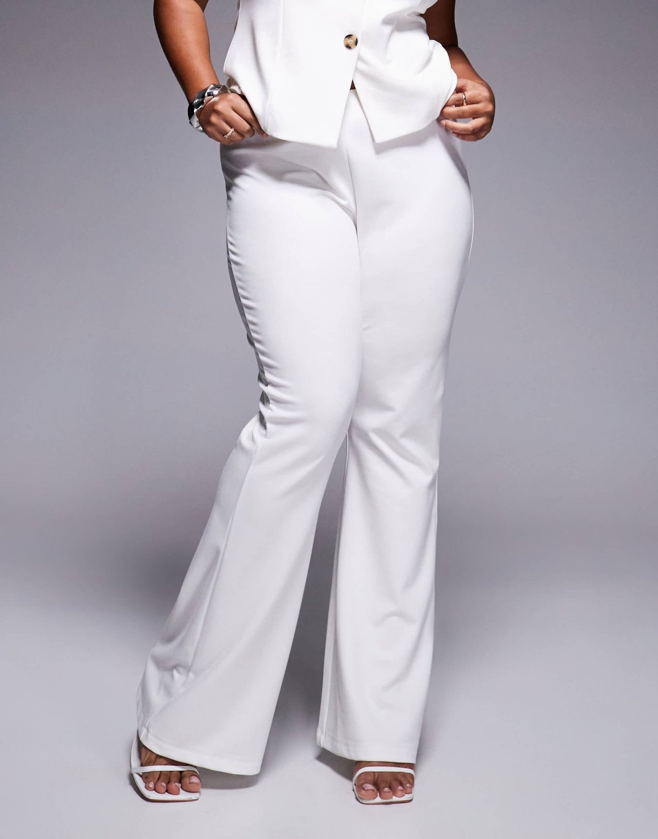 ASOS DESIGN Curve co - ord ponte flare trouser in white - ASOS Sample Sale
