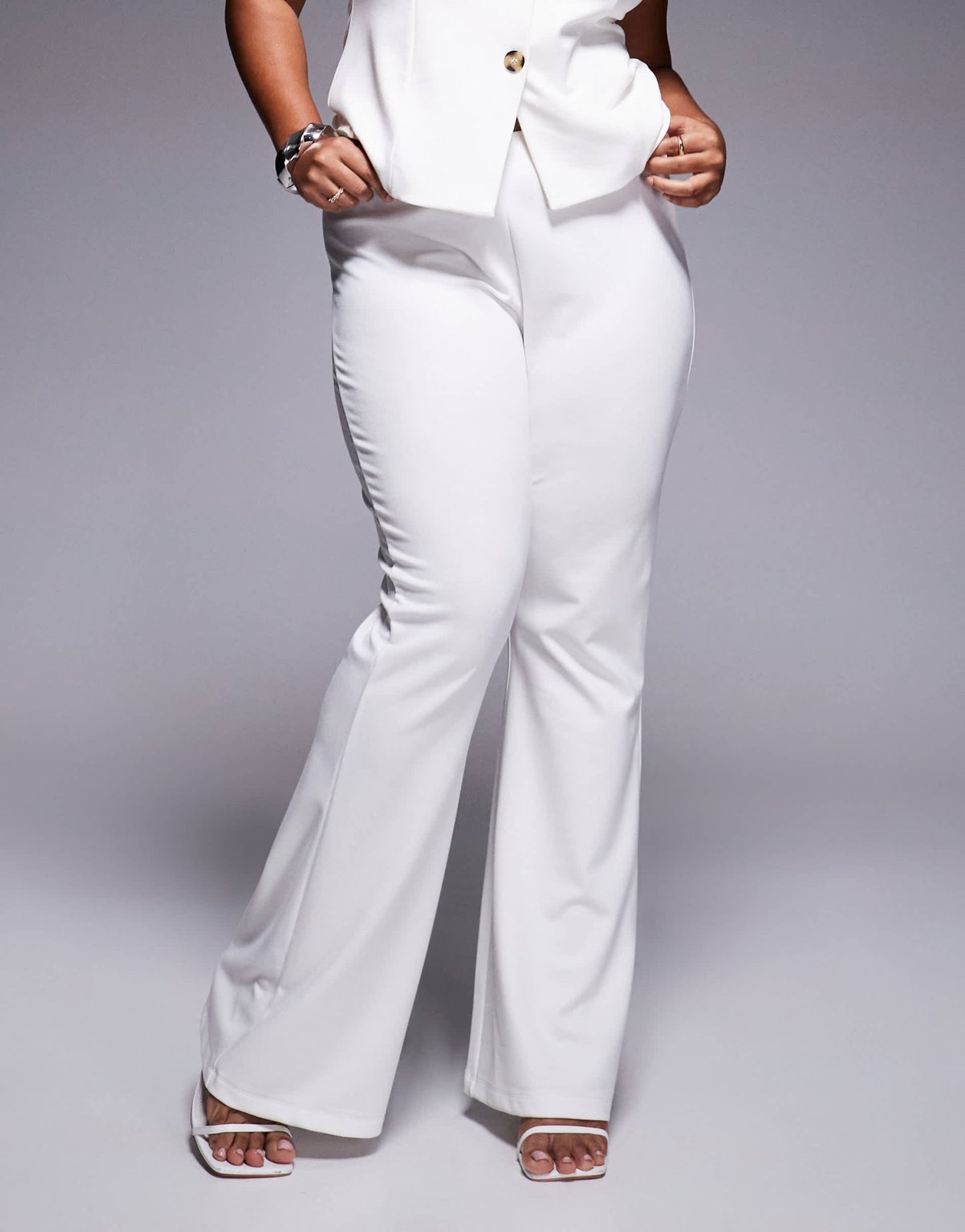 ASOS DESIGN Curve co - ord ponte flare trouser in white - ASOS Sample Sale