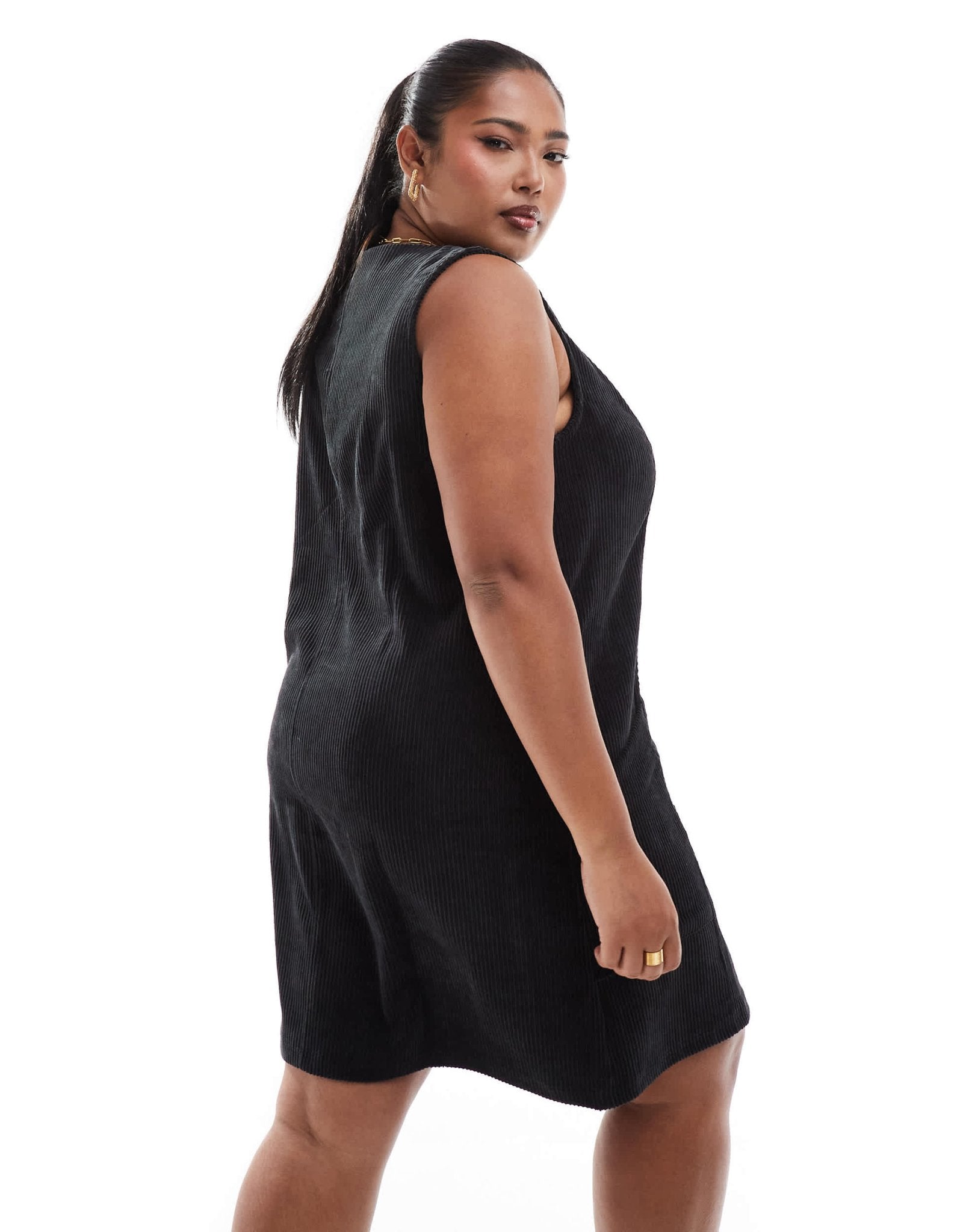 ASOS DESIGN Curve cord mini zip through dress in black - ASOS Sample Sale