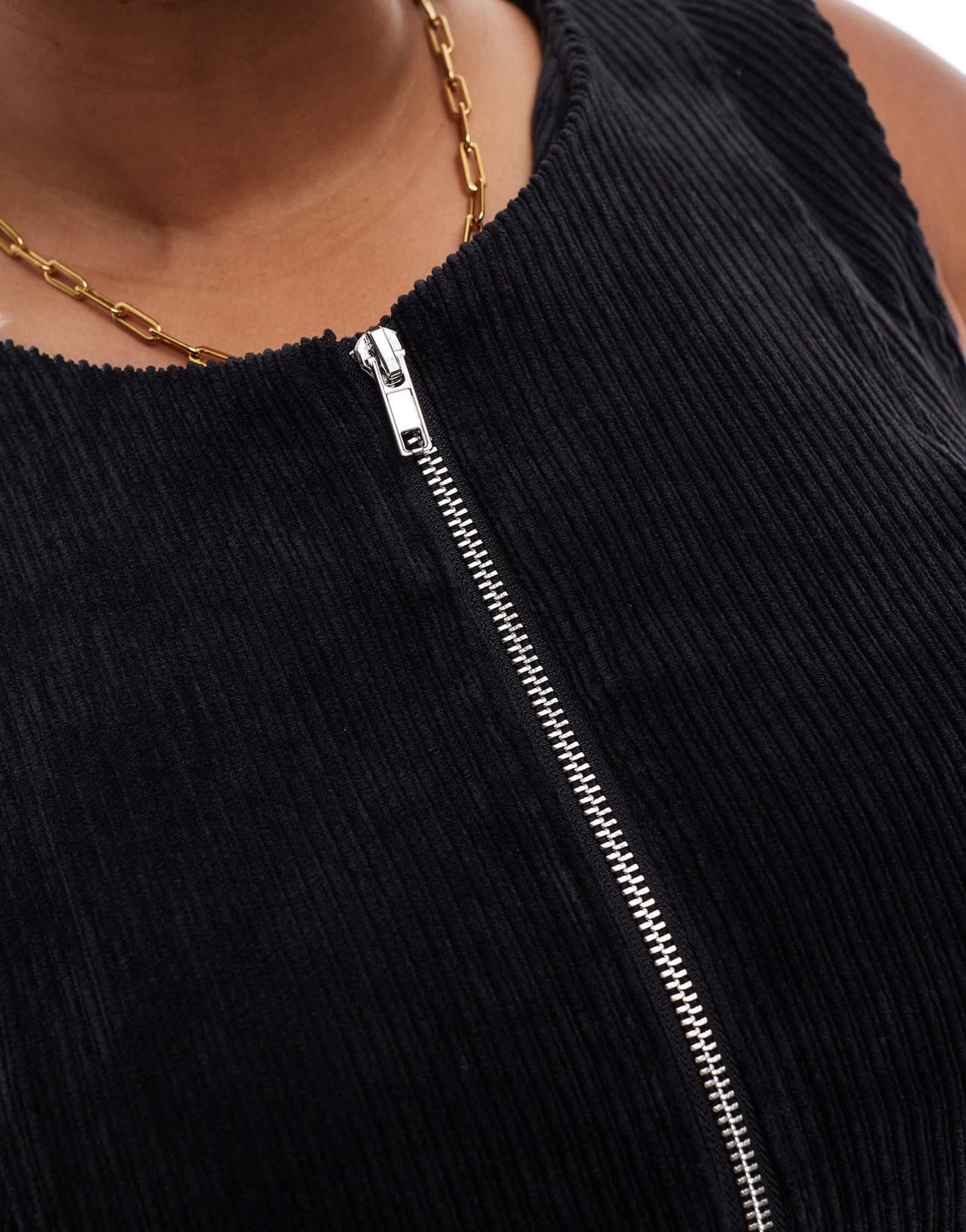 ASOS DESIGN Curve cord mini zip through dress in black - ASOS Sample Sale