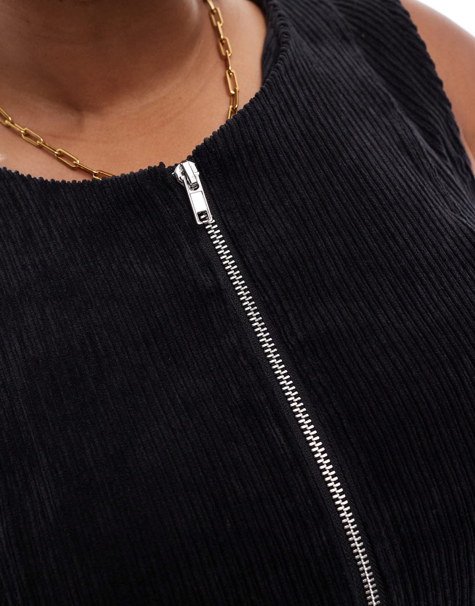 ASOS DESIGN Curve cord mini zip through dress in black - ASOS Sample Sale