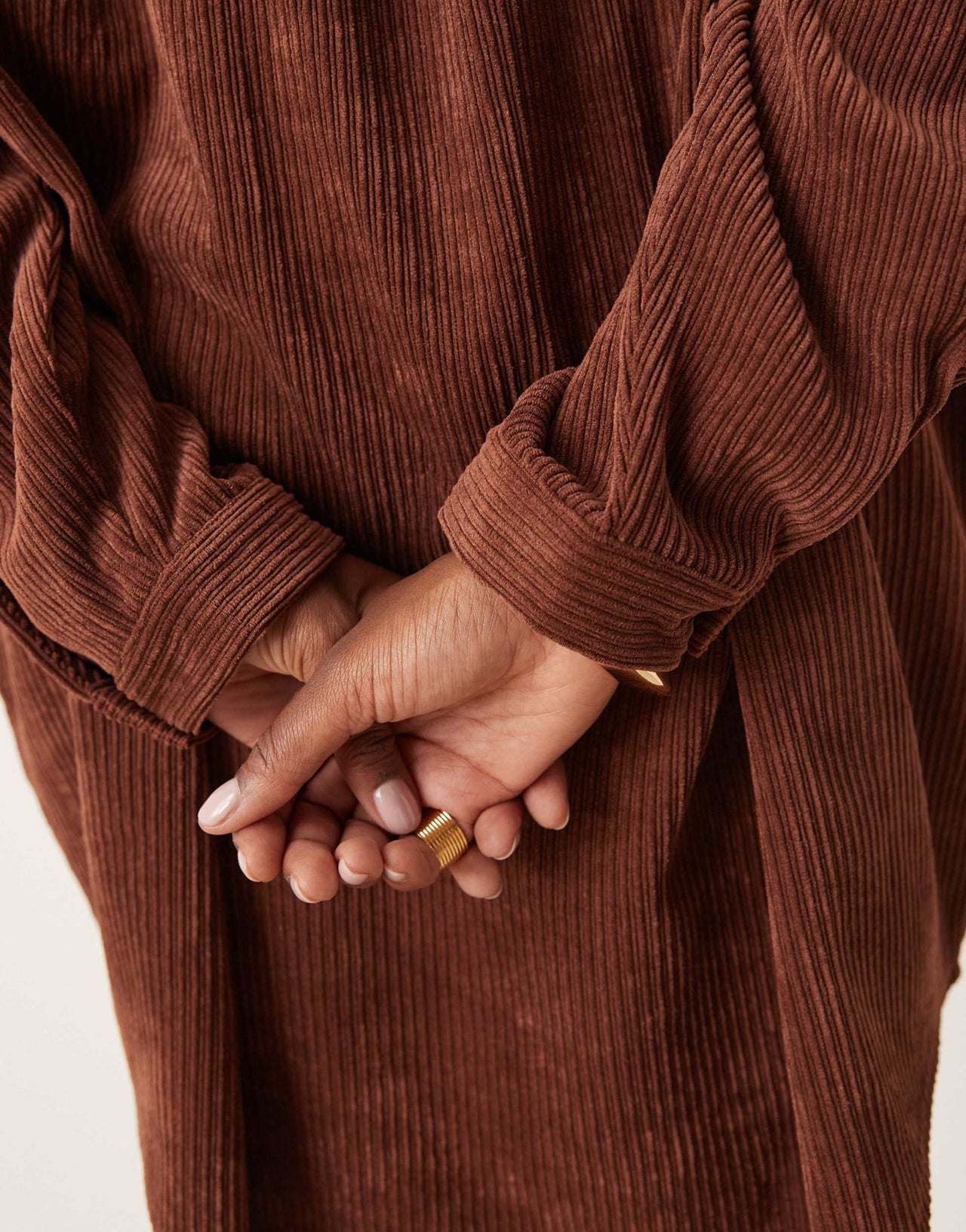 ASOS DESIGN curve cord oversized shirt dress with drop pocket in chocolate - ASOS Sample Sale