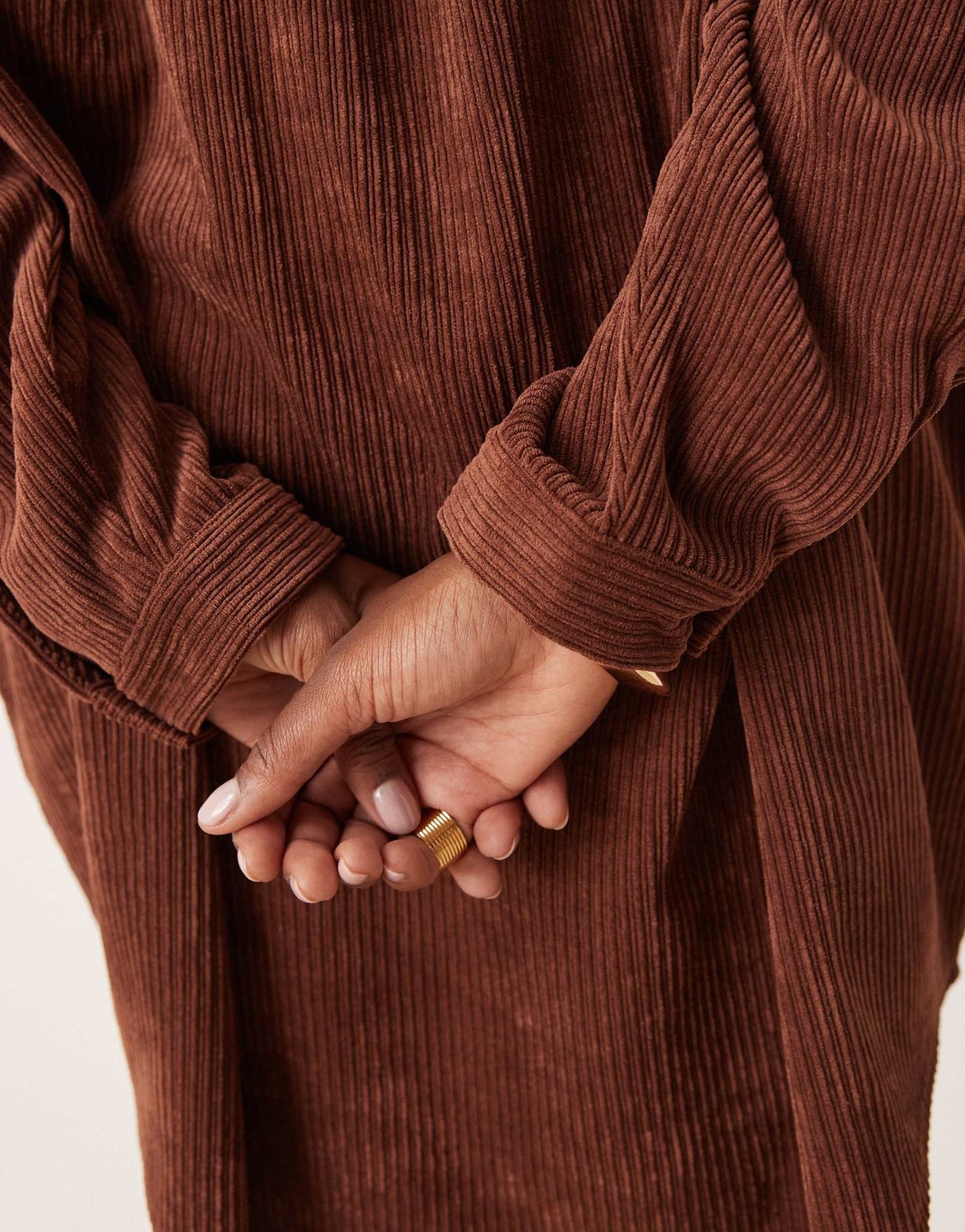 ASOS DESIGN curve cord oversized shirt dress with drop pocket in chocolate - ASOS Sample Sale