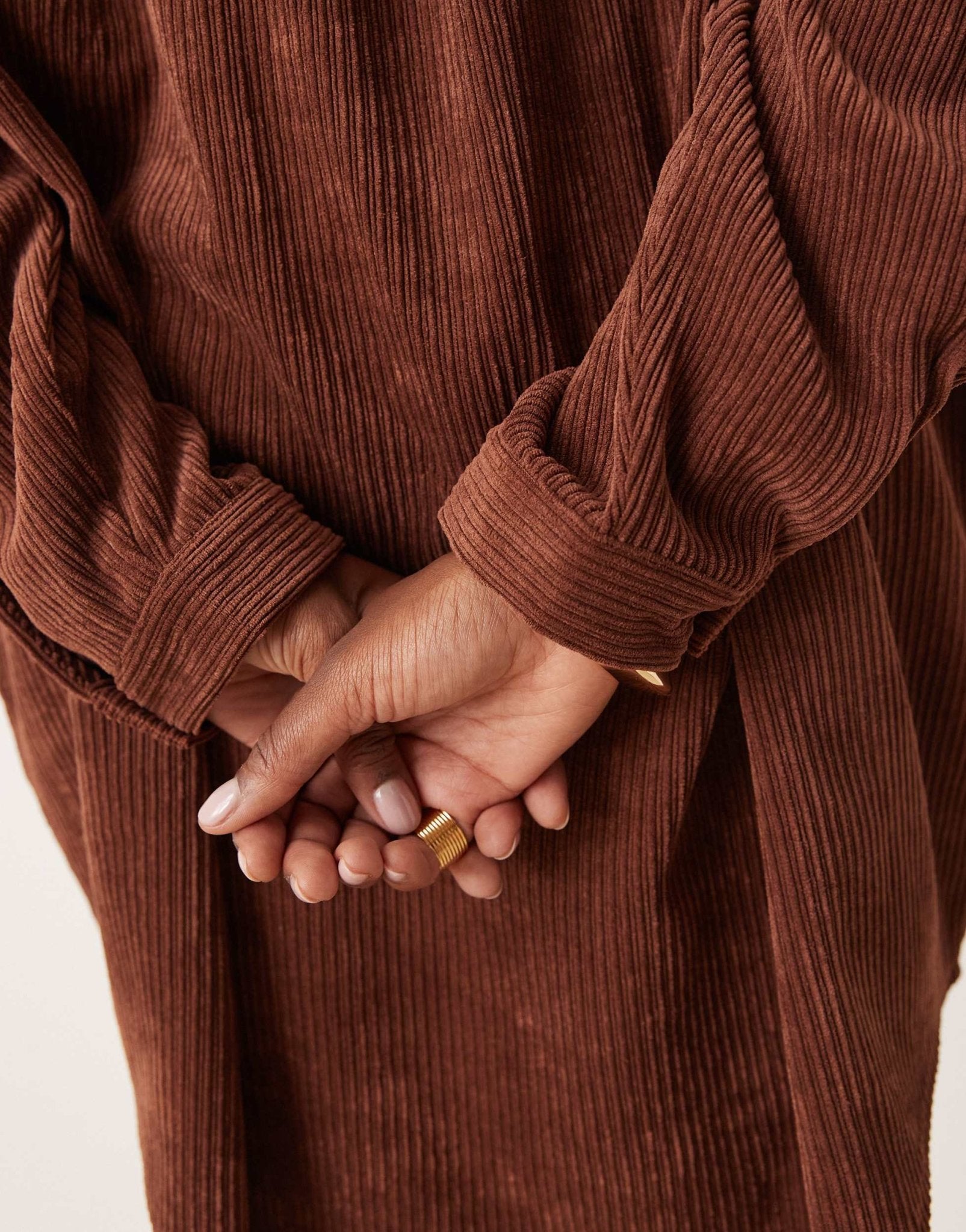 ASOS DESIGN curve cord oversized shirt dress with drop pocket in chocolate - ASOS Sample Sale