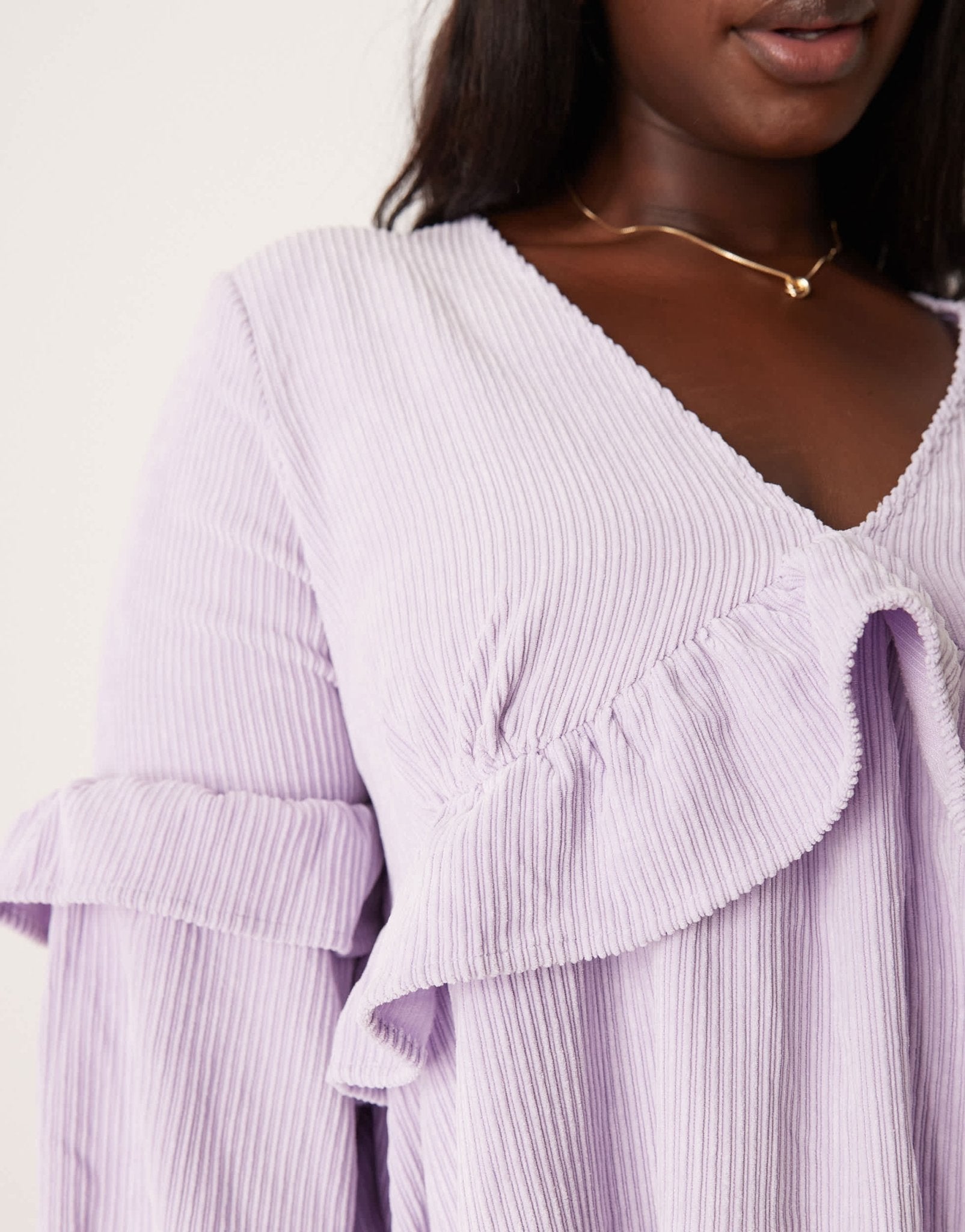 ASOS DESIGN Curve cord smock mini dress with frill detail in lilac - ASOS Sample Sale