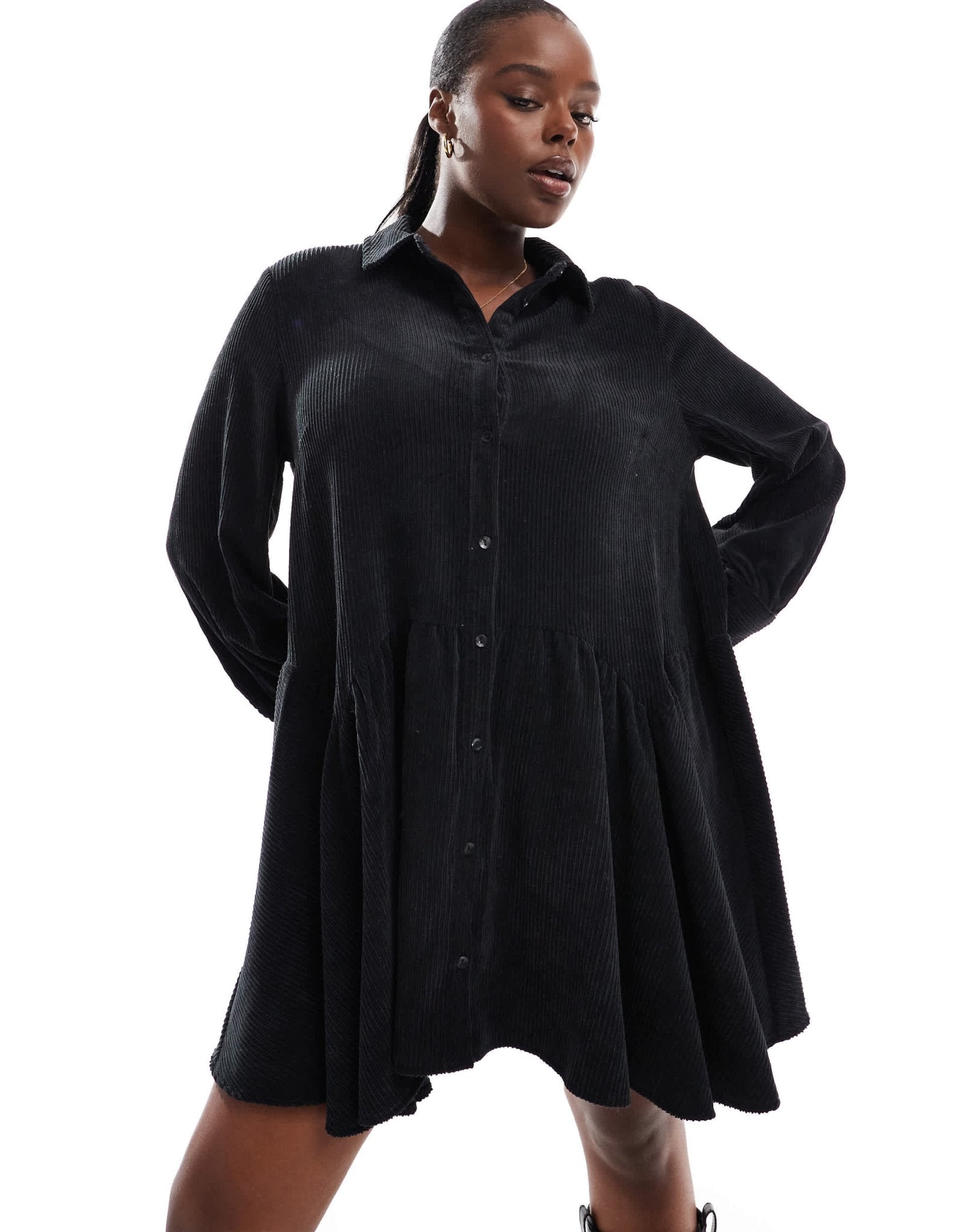 asos design structured plunge kimono midi dress with peplum ASOS DESIGN Curve cord smock mini dress with peplum hem in black – ASOS  Sample Sale