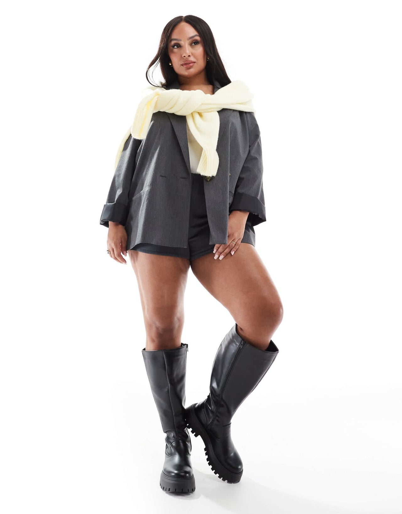 ASOS DESIGN Curve Corey chunky knee boot in black - ASOS Sample Sale