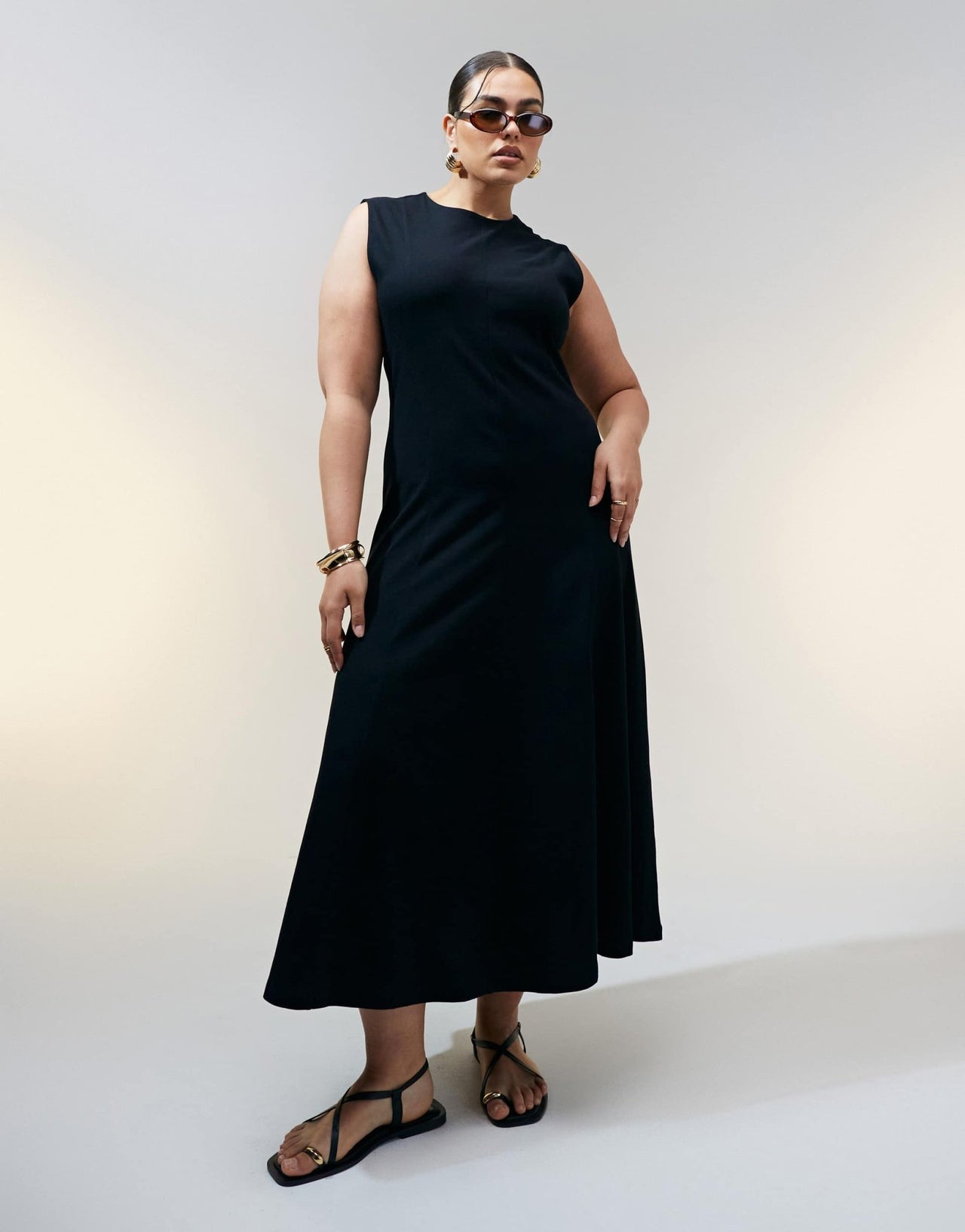 ASOS Design Curve cotton sleeveless midi sundress in black - ASOS Sample Sale