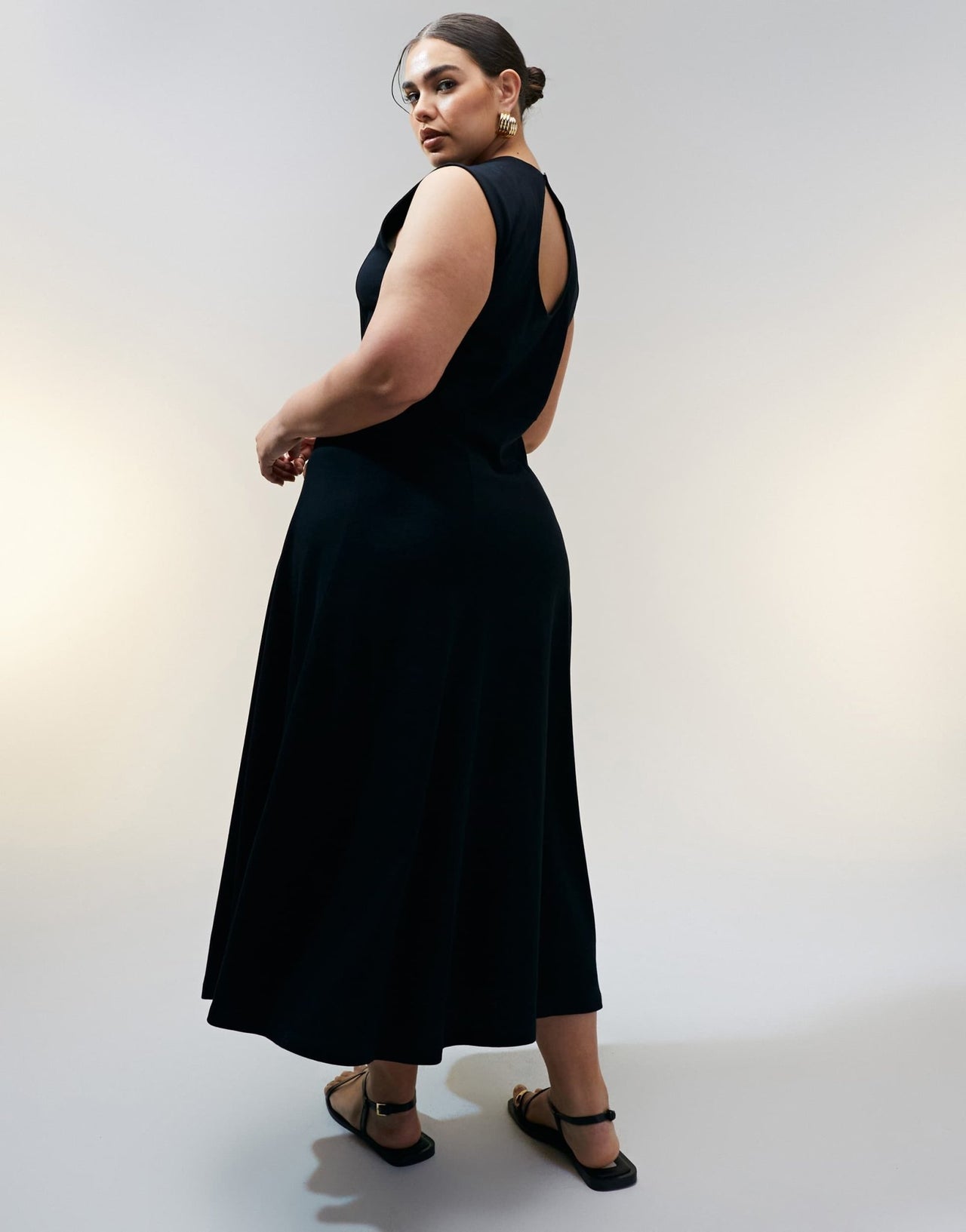 ASOS Design Curve cotton sleeveless midi sundress in black - ASOS Sample Sale