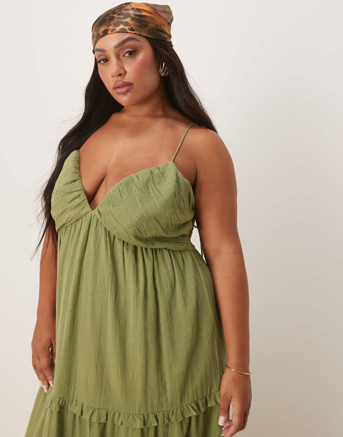 ASOS DESIGN Curve crinkle cami maxi dress in olive - ASOS Sample Sale