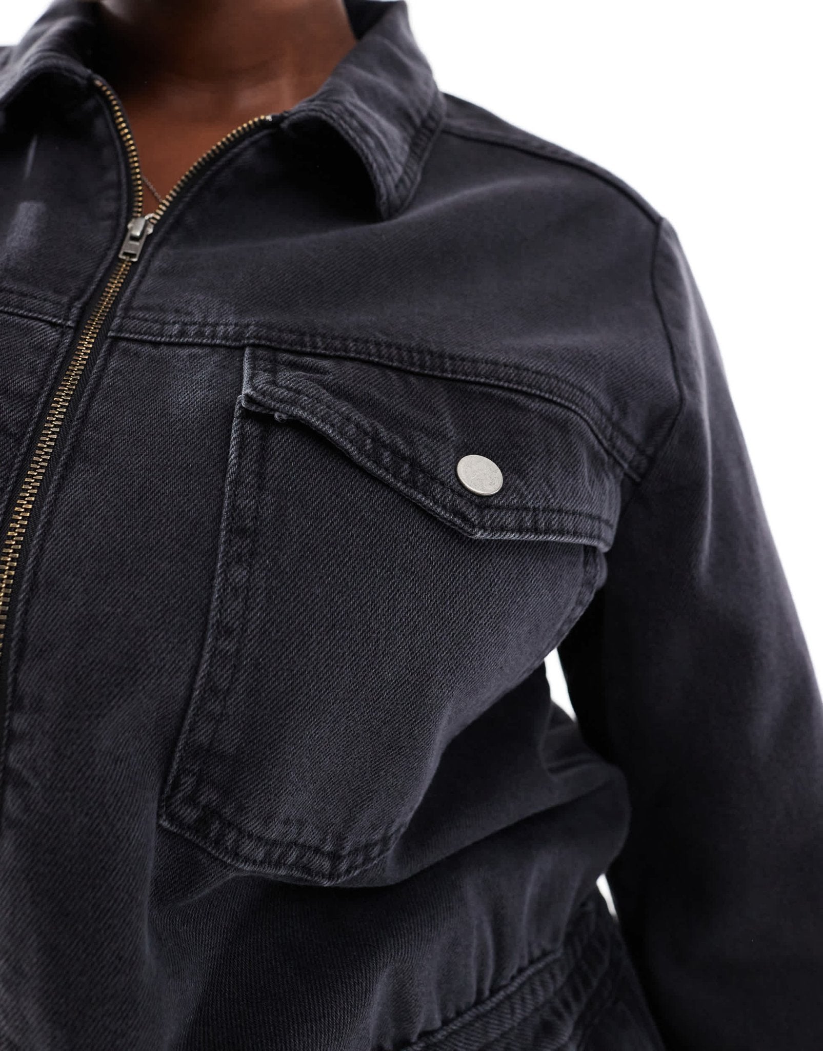 ASOS DESIGN Curve denim boilersuit with zip and elasticated waistband in wash black - ASOS Sample Sale