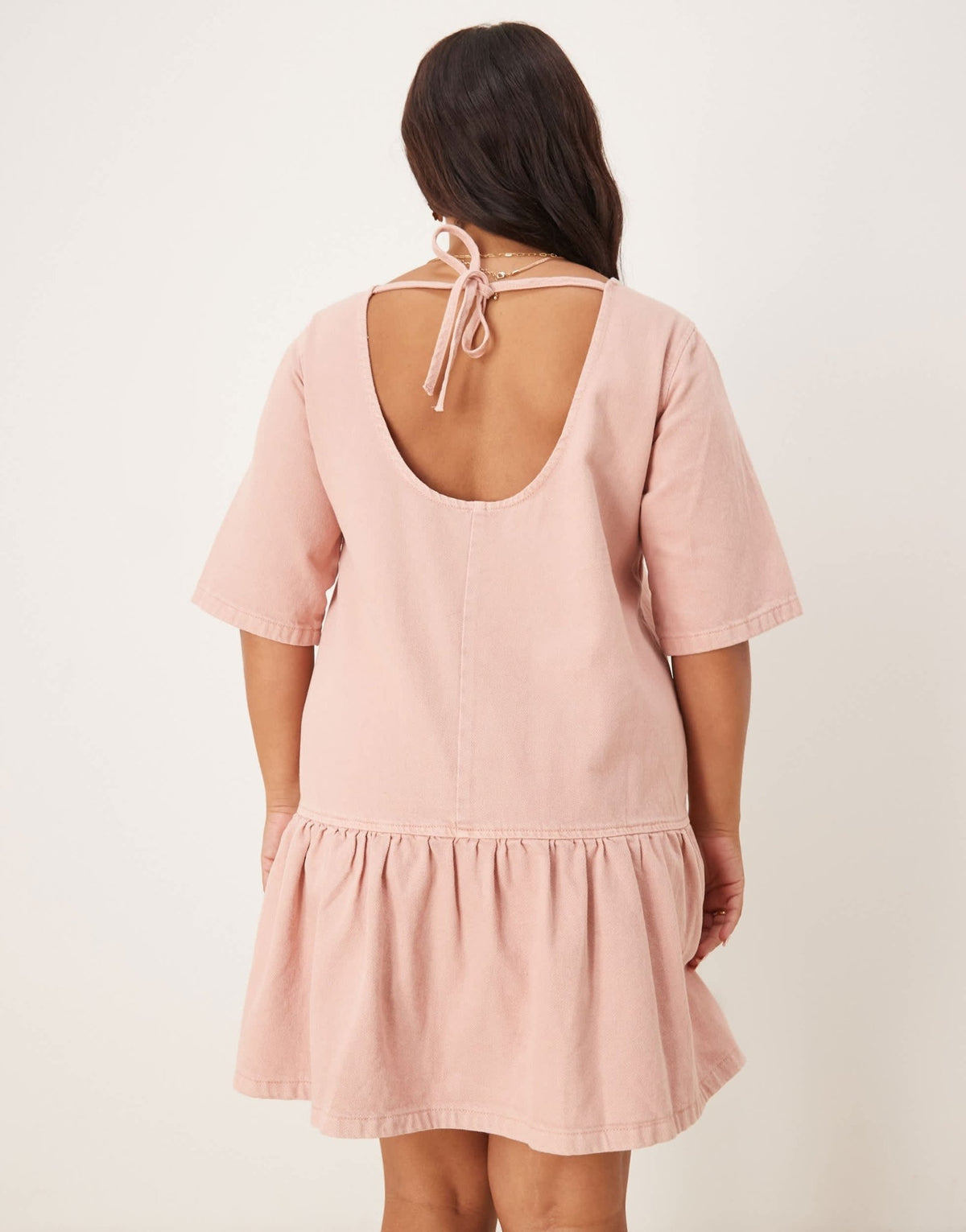 ASOS DESIGN Curve denim t-shirt mini dress with drop waist in pink - ASOS Sample Sale
