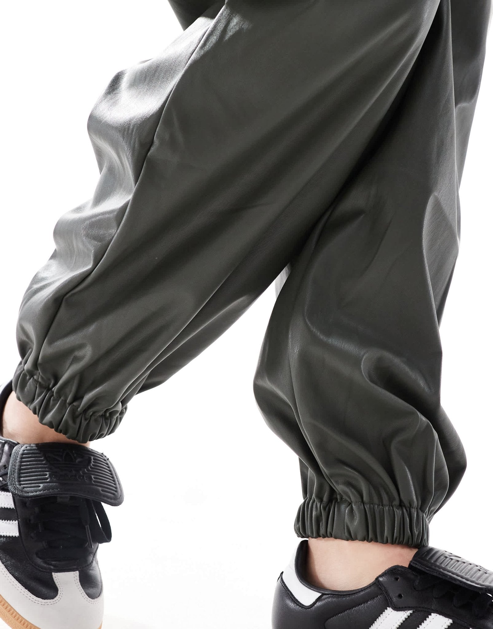 ASOS DESIGN Curve faux leather jogger in khaki - ASOS Sample Sale