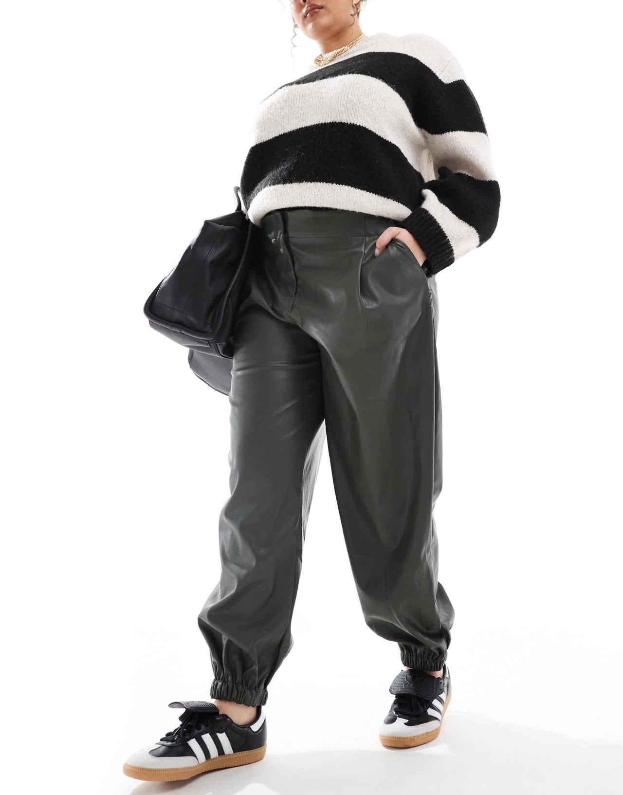 ASOS DESIGN Curve faux leather jogger in khaki - ASOS Sample Sale