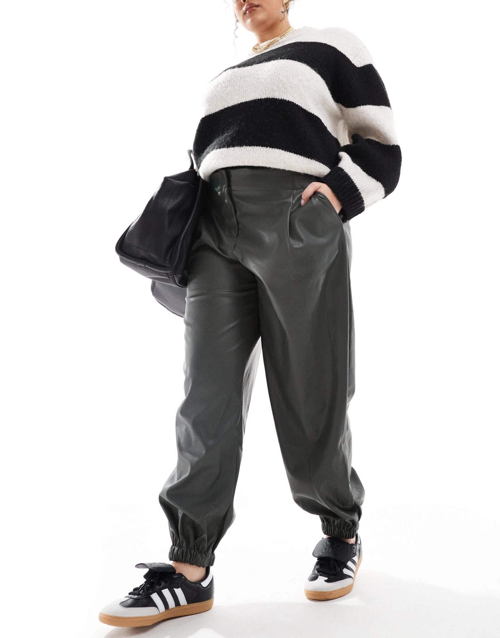 ASOS DESIGN Curve faux leather jogger in khaki - ASOS Sample Sale