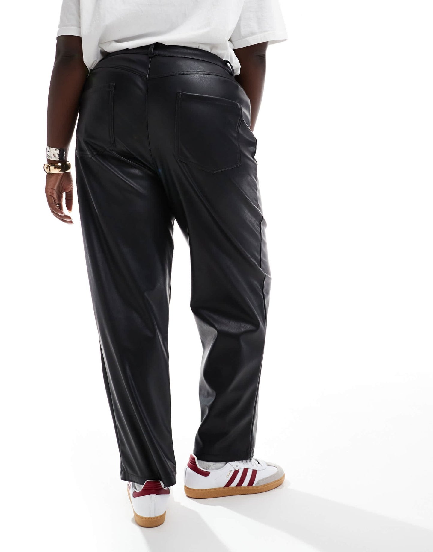 ASOS DESIGN Curve faux leather straight leg trousers in black - ASOS Sample Sale