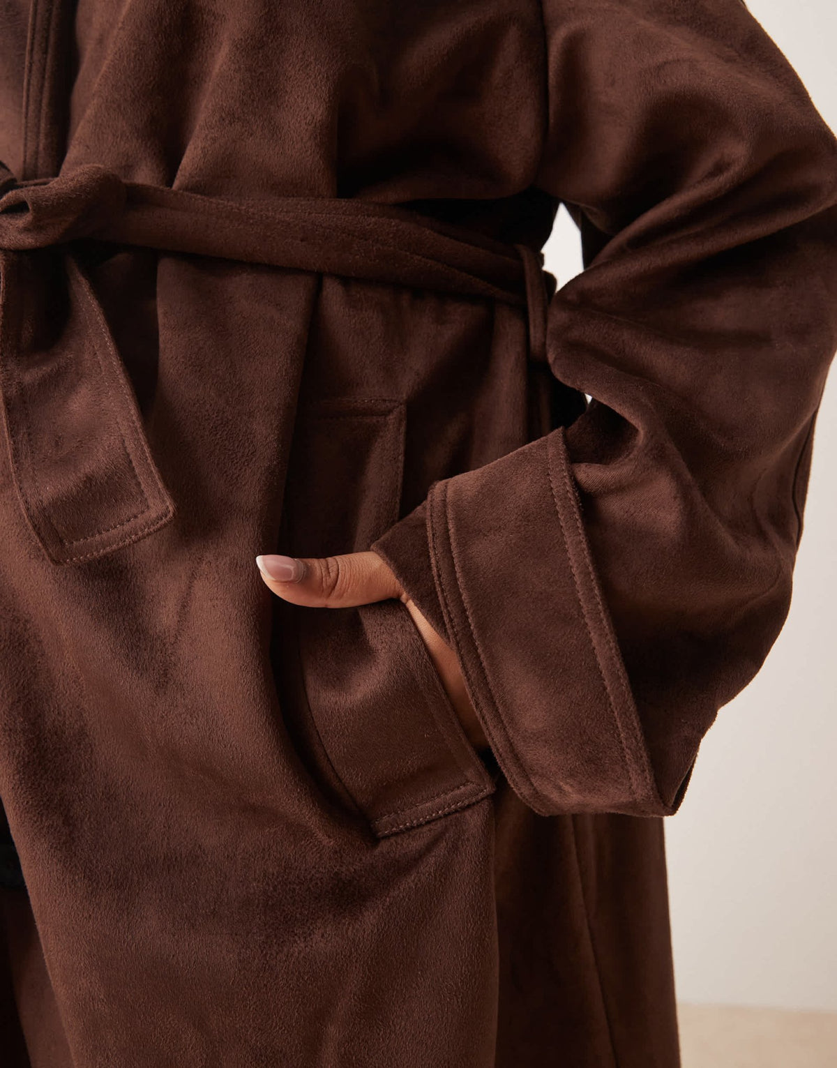 ASOS DESIGN Curve faux suede funnel neck trench coat in chocolate - ASOS Sample Sale