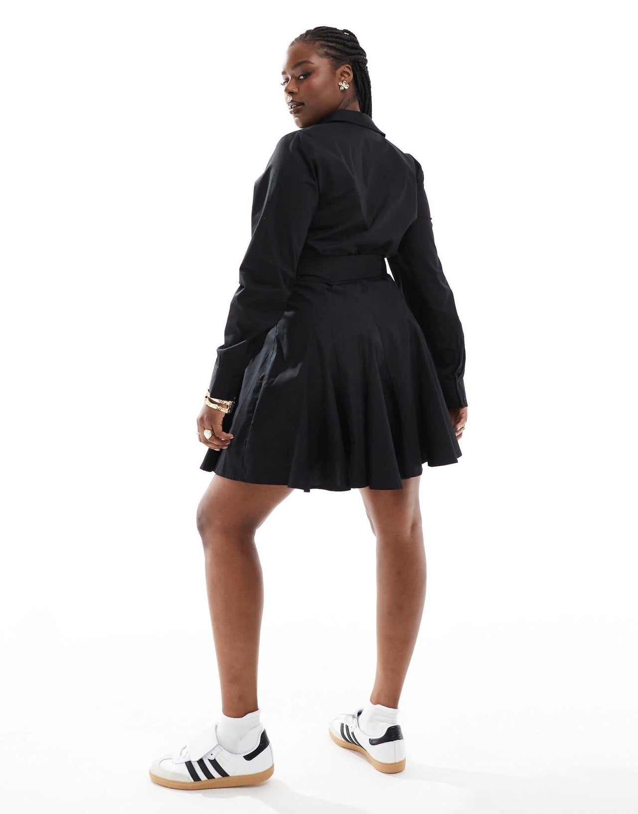 ASOS DESIGN Curve godet pleated mini shirt dress in black - ASOS Sample Sale