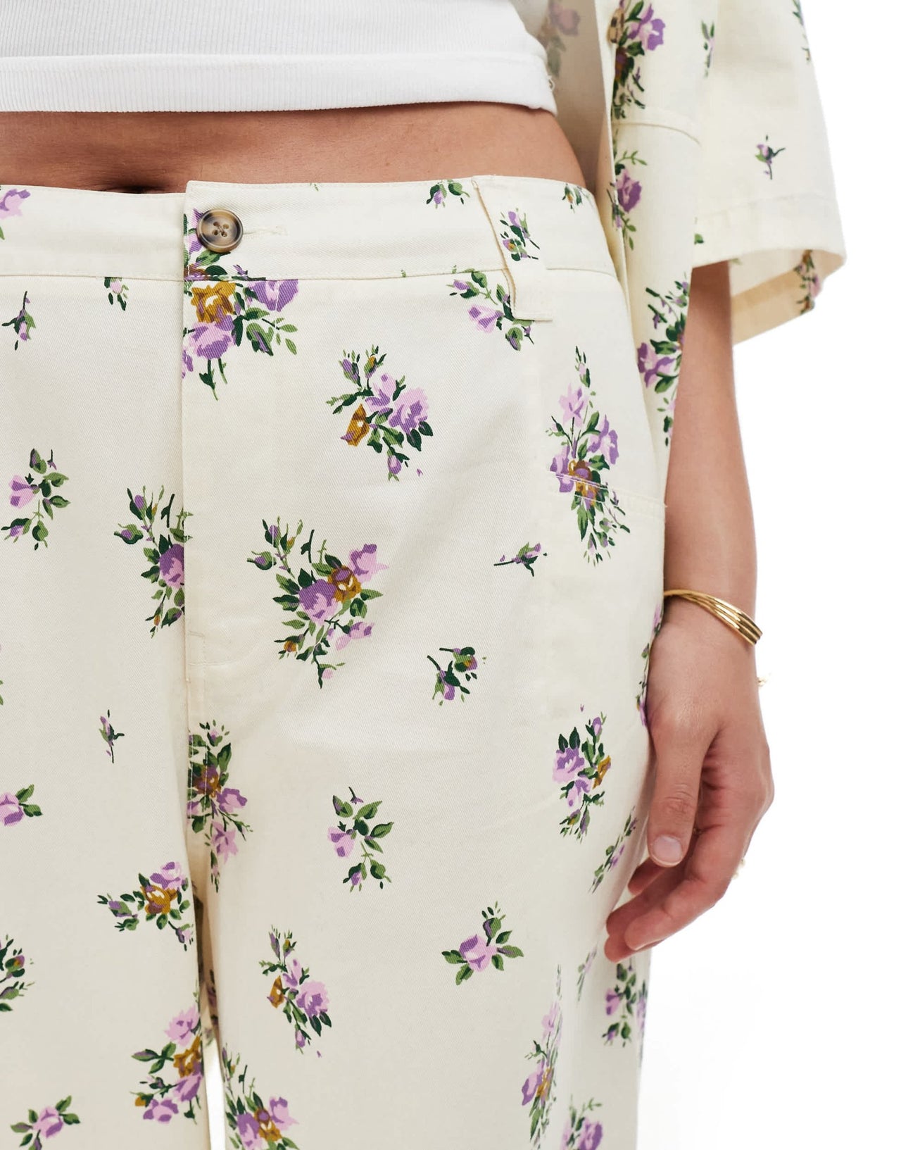 ASOS DESIGN Curve high waist wide leg trousers co - ord in floral print - ASOS Sample Sale