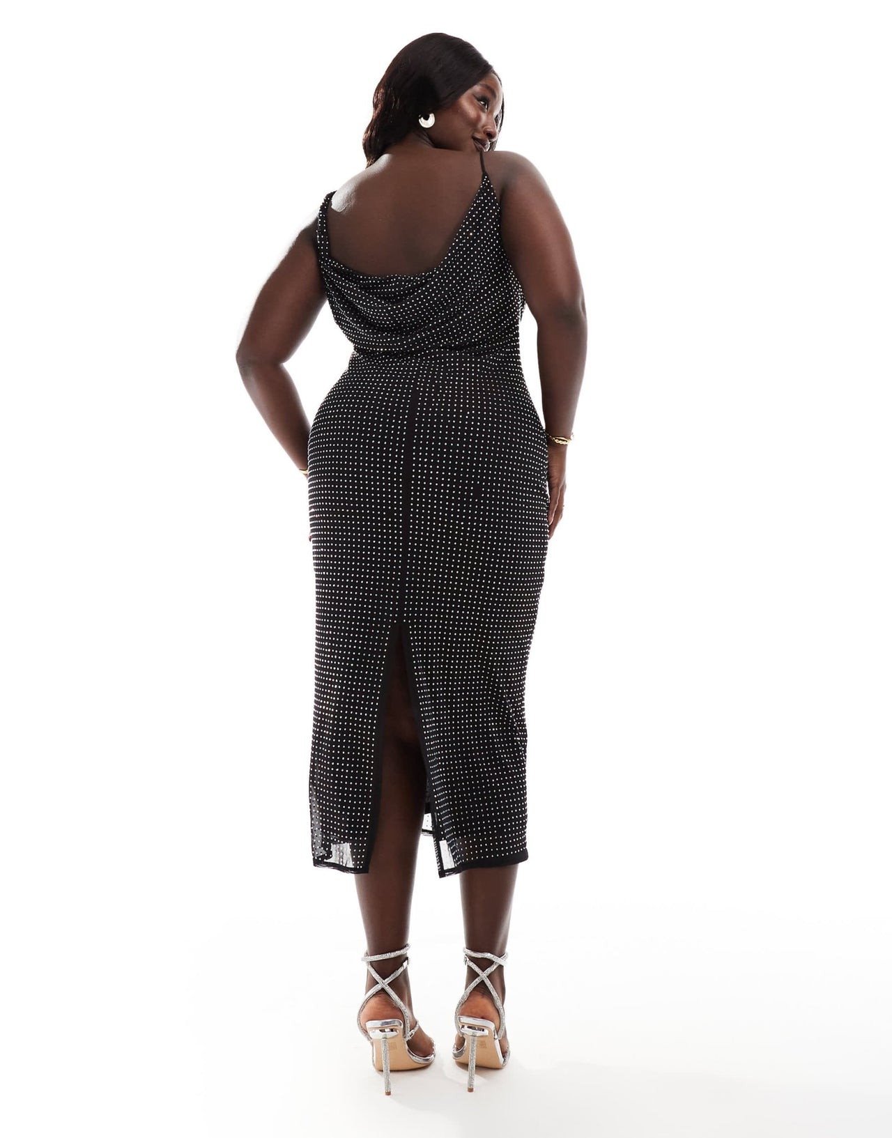 ASOS DESIGN Curve hotfix cowl neck pencil midi dress in black - ASOS Sample Sale