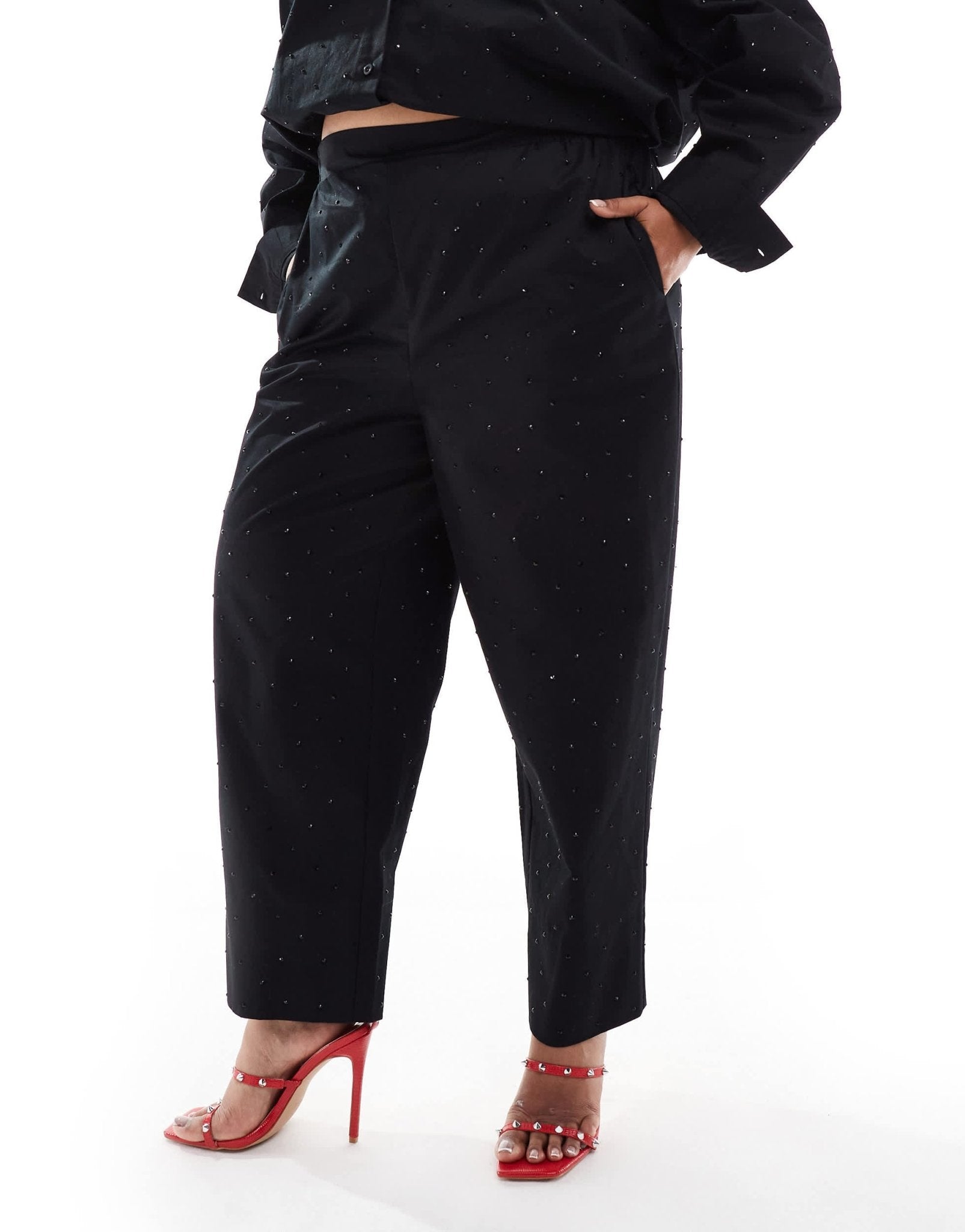 ASOS DESIGN Curve hotfix trouser co - ord in black - ASOS Sample Sale