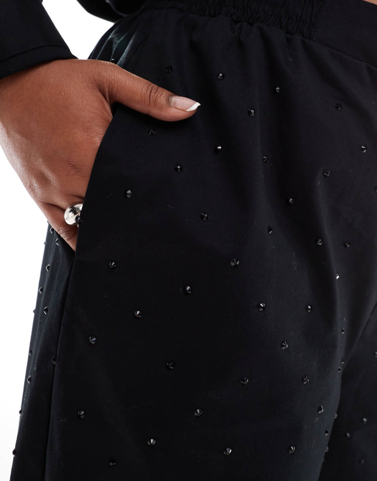 ASOS DESIGN Curve hotfix trouser co - ord in black - ASOS Sample Sale