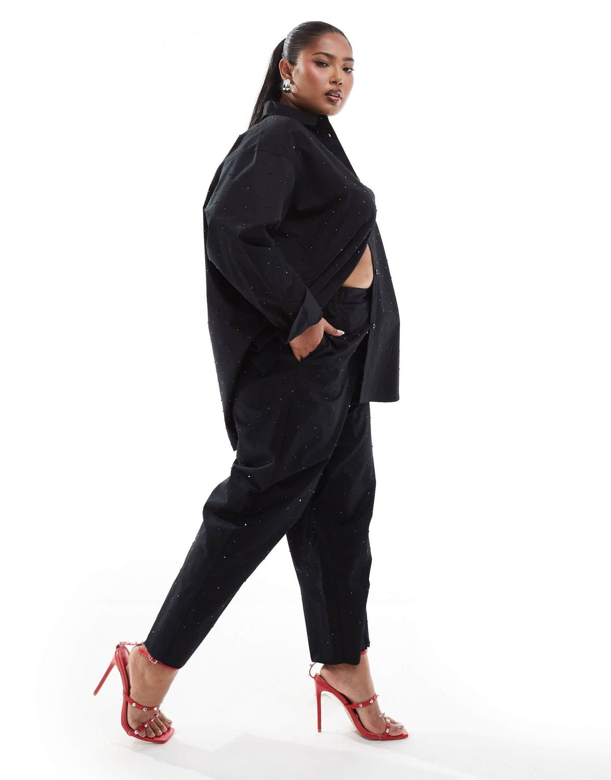 ASOS DESIGN Curve hotfix trouser co - ord in black - ASOS Sample Sale