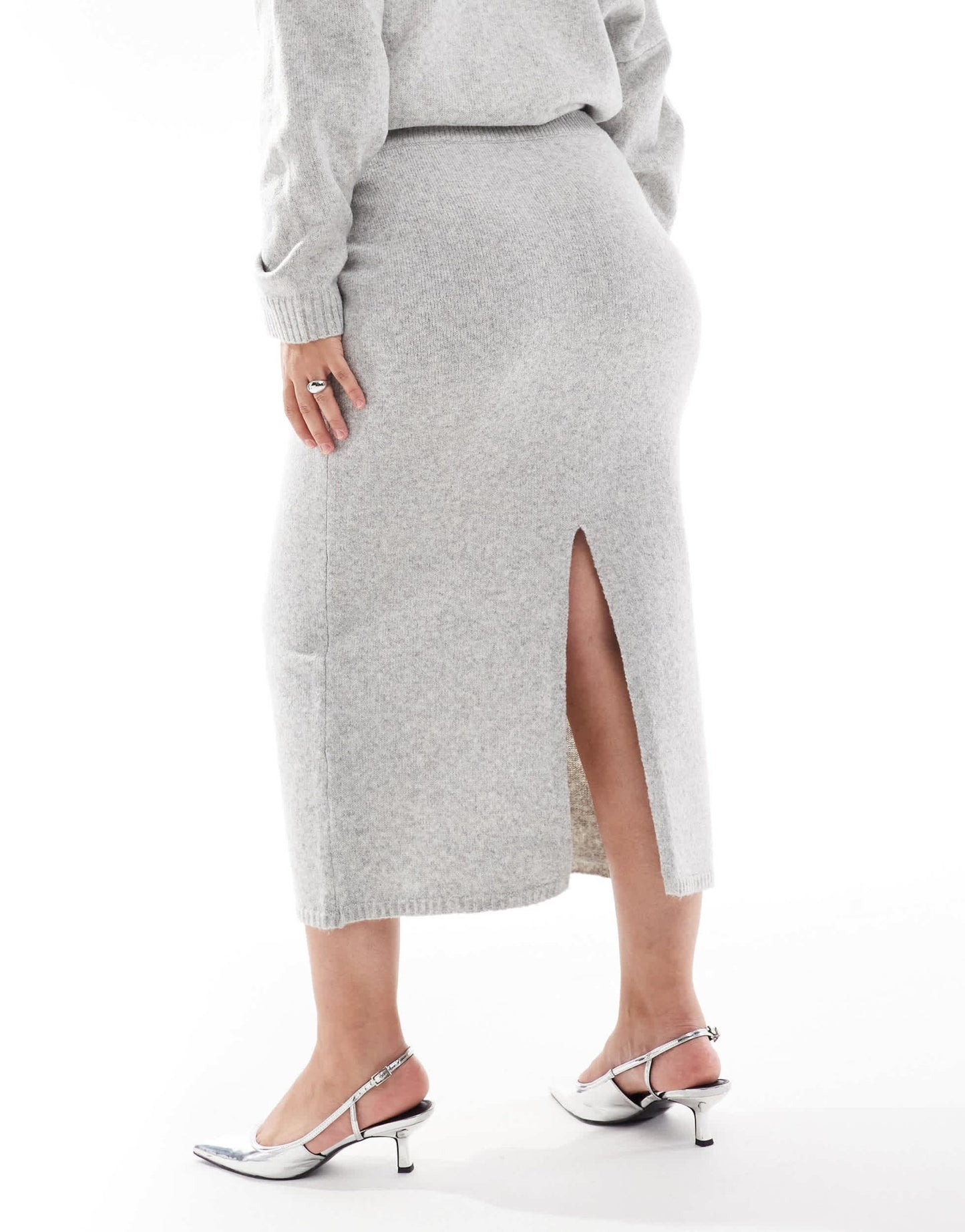 ASOS DESIGN Curve knitted maxi skirt co - ord in grey - ASOS Sample Sale