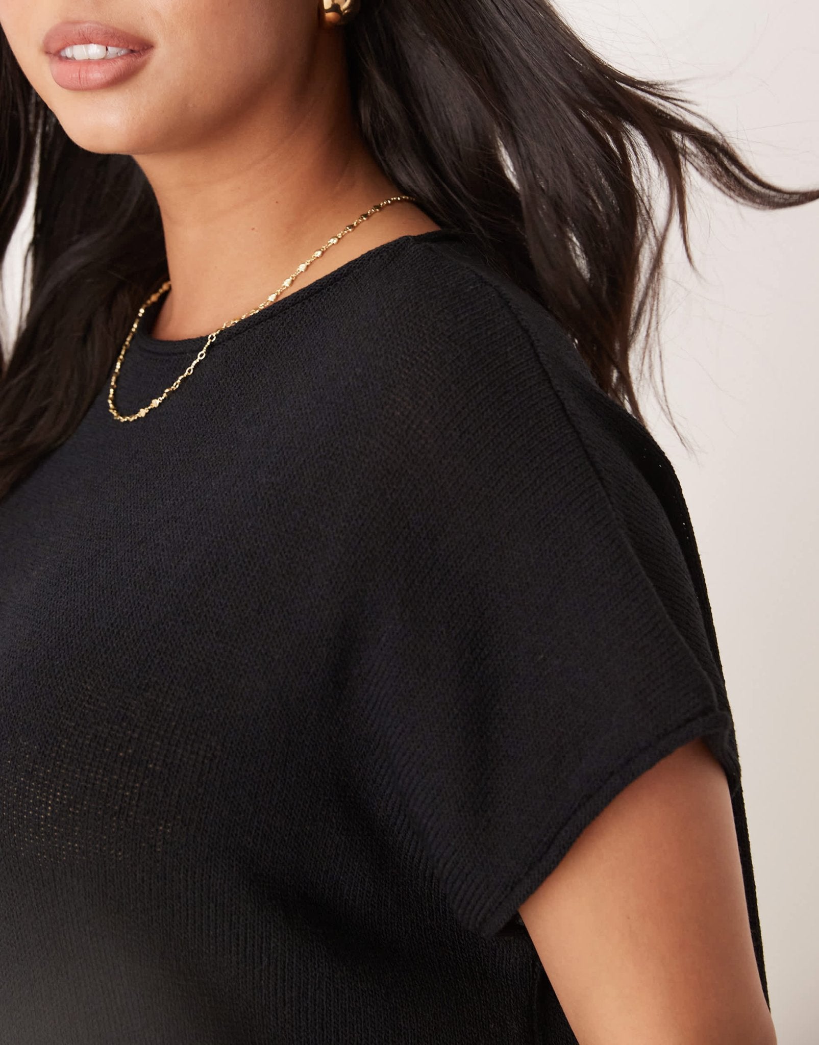 ASOS DESIGN Curve knitted slub t shirt co - ord in black - ASOS Sample Sale