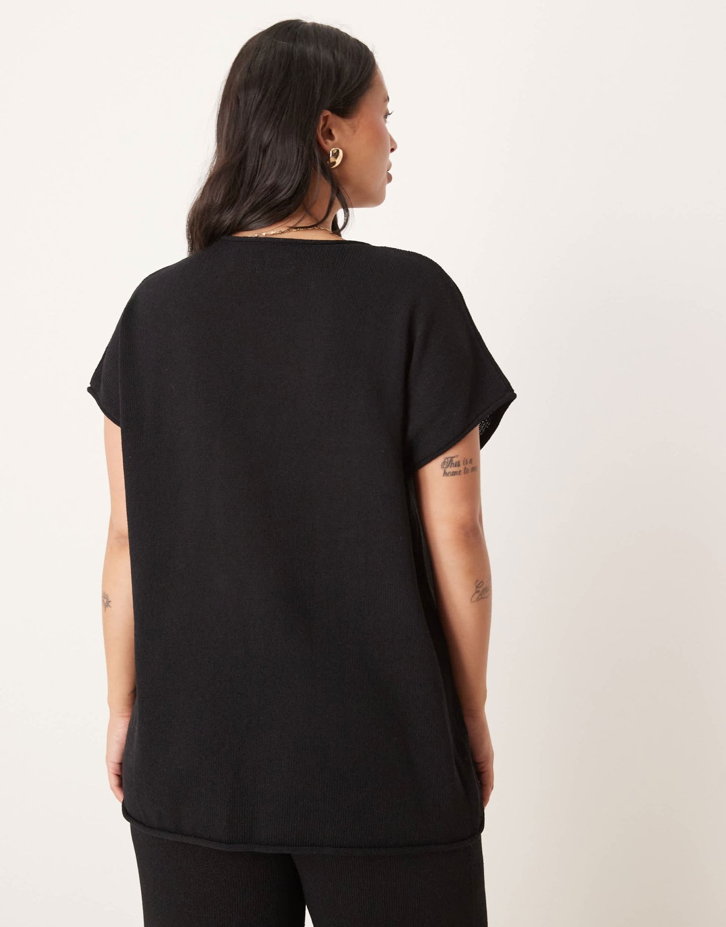 ASOS DESIGN Curve knitted slub t shirt co - ord in black - ASOS Sample Sale