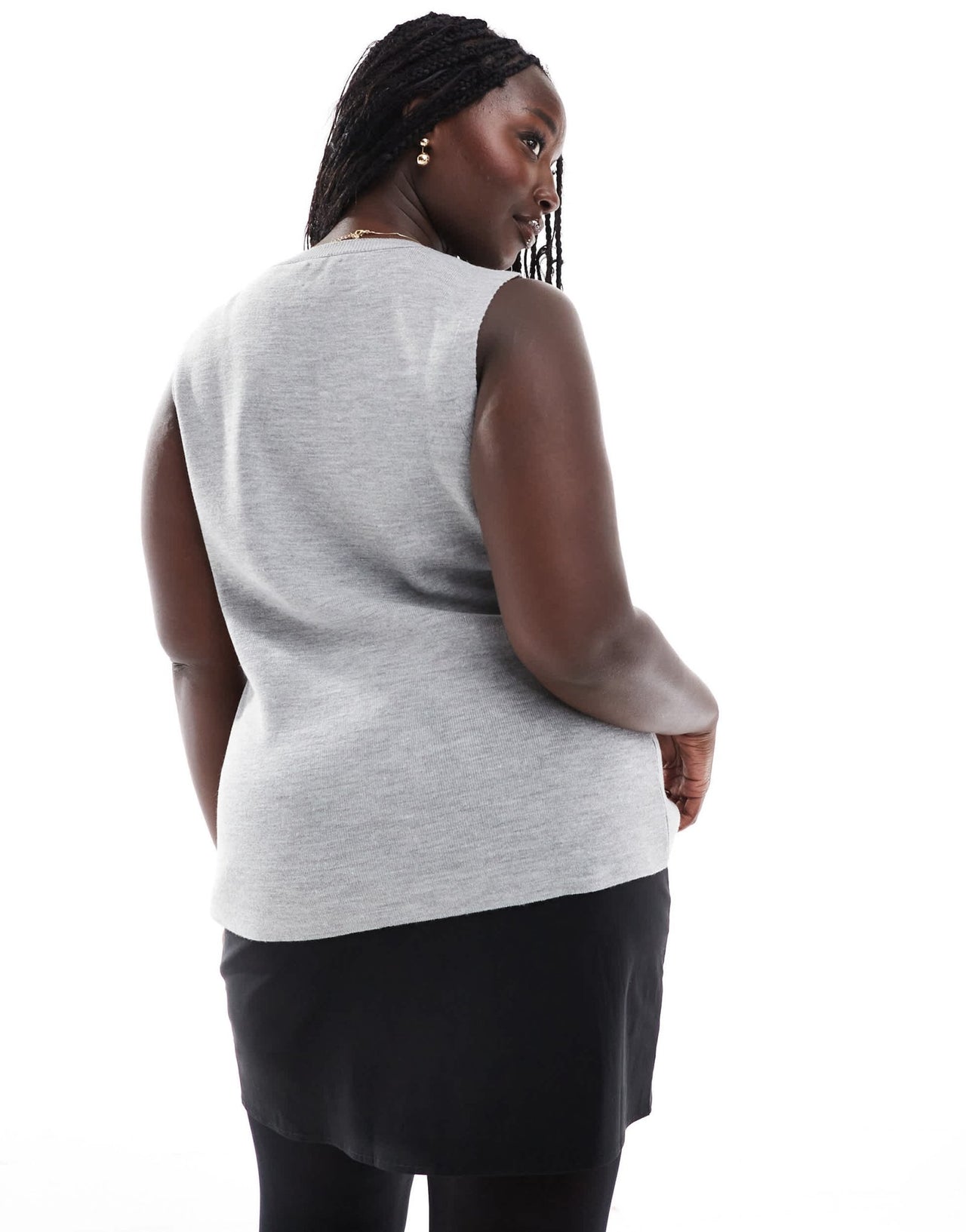 ASOS DESIGN Curve knitted structured crew neck waistcoat with front split in grey - ASOS Sample Sale