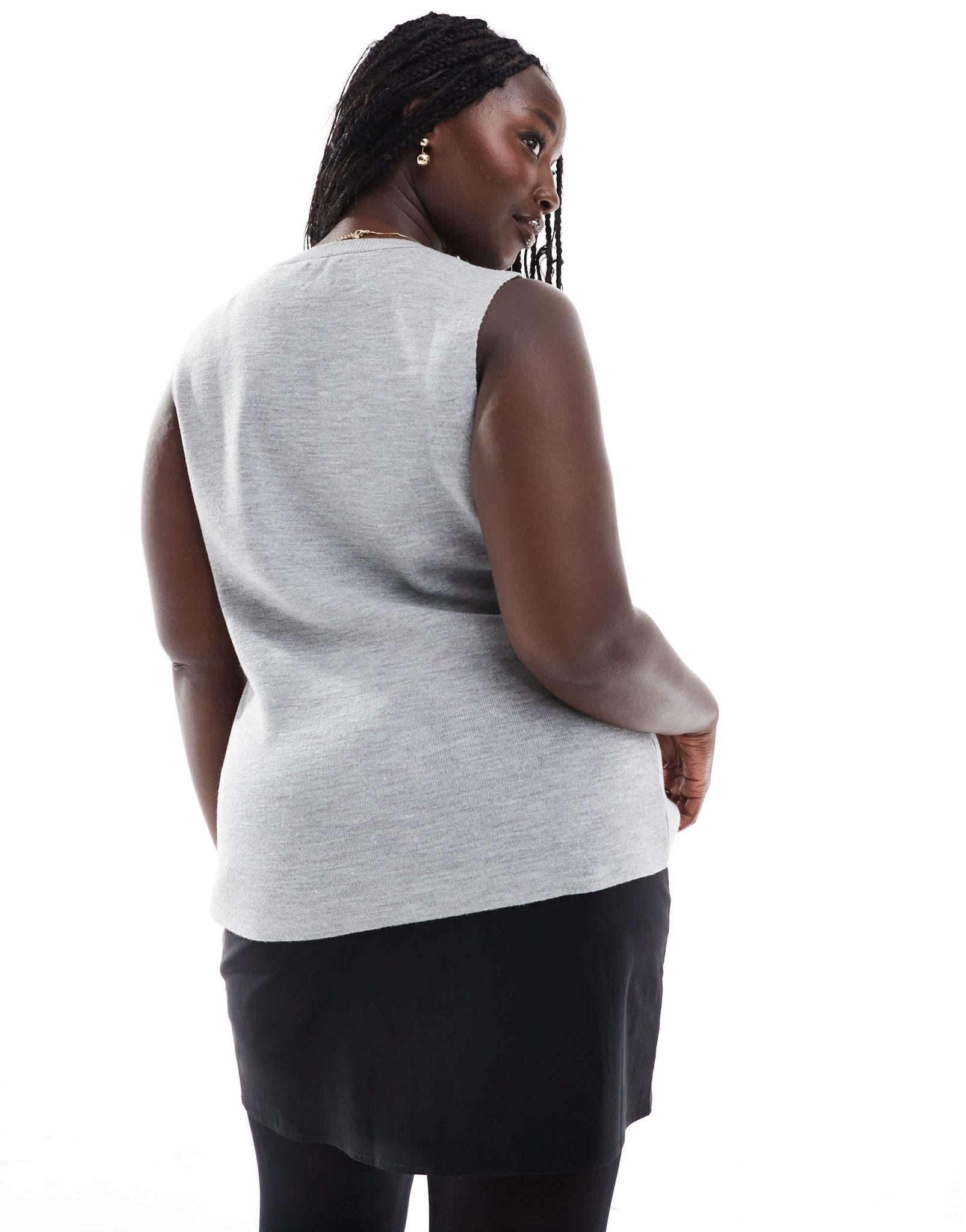 ASOS DESIGN Curve knitted structured crew neck waistcoat with front split in grey - ASOS Sample Sale