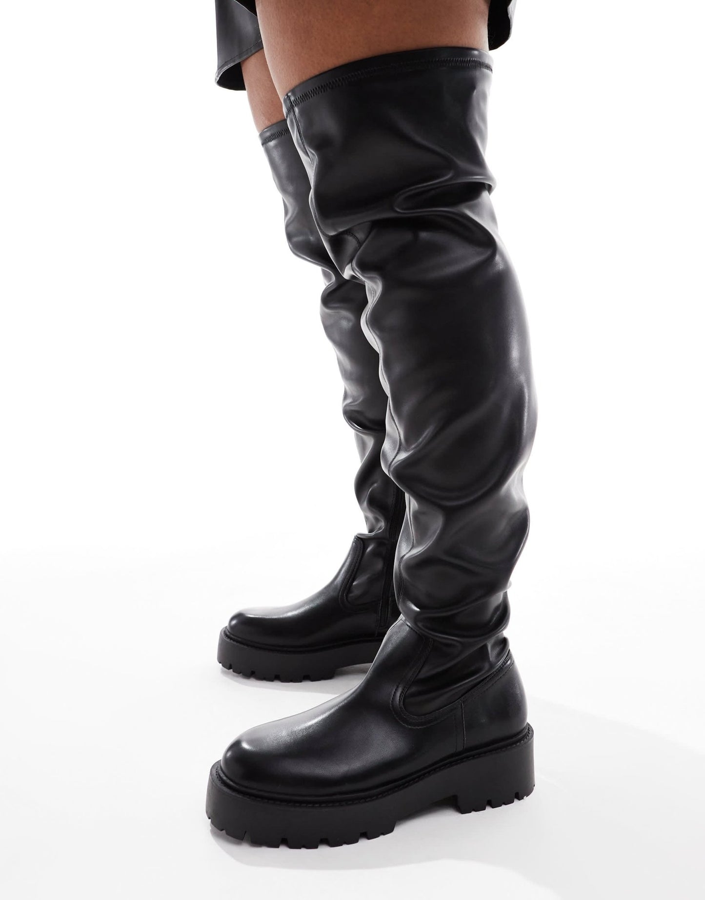 ASOS DESIGN Curve Kristen chunky over the knee boot in black - ASOS Sample Sale