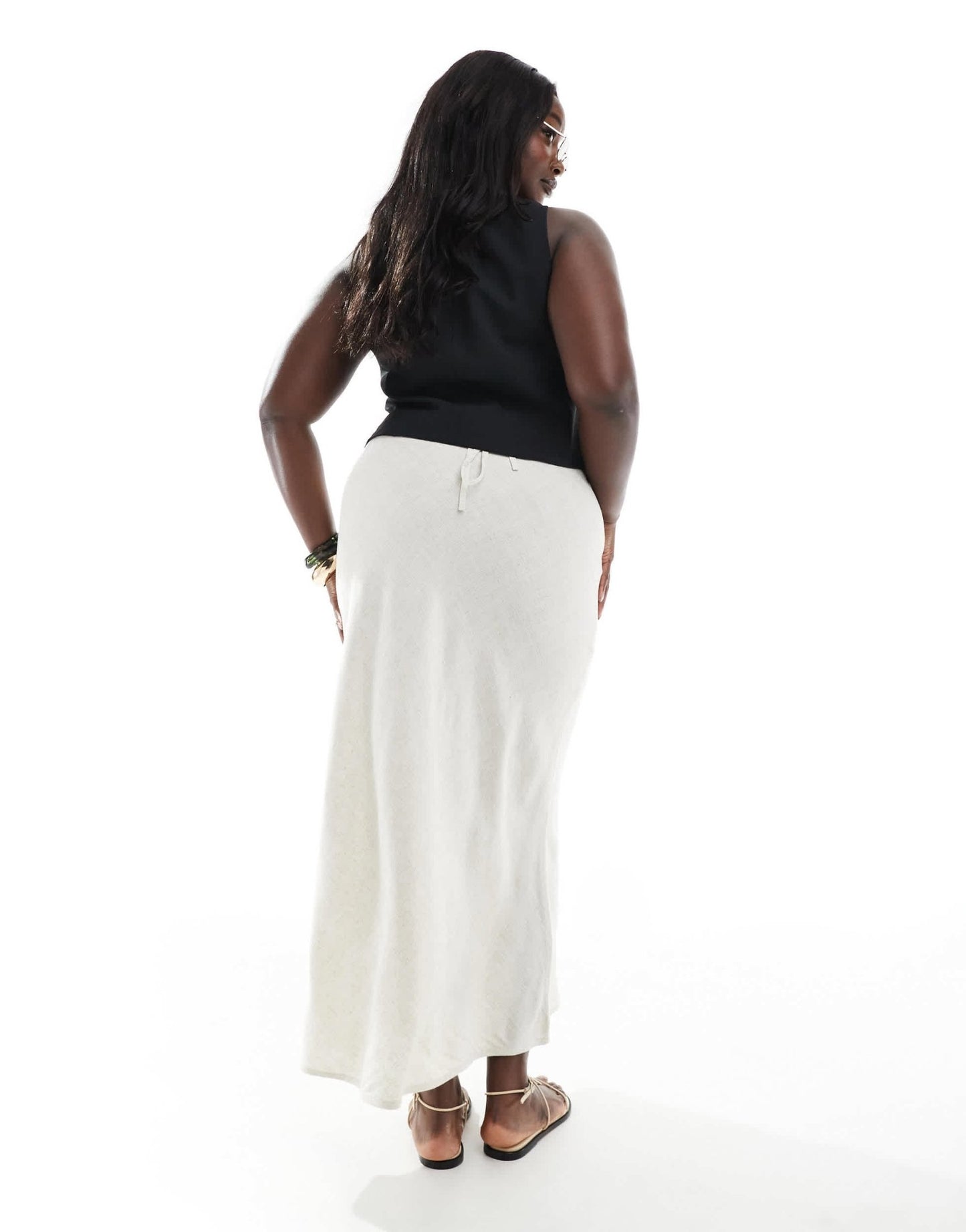 ASOS DESIGN Curve linen blend bias maxi skirt in stone - ASOS Sample Sale