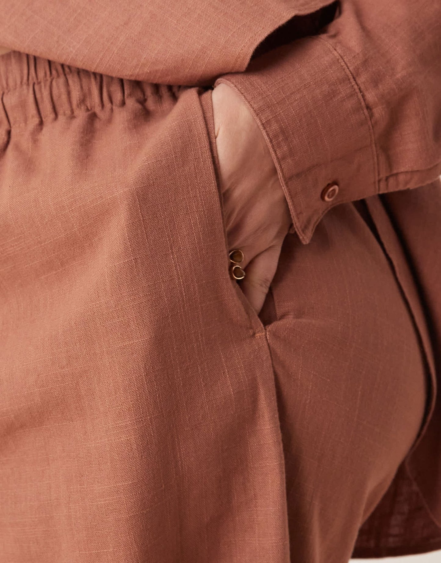 ASOS DESIGN Curve linen look pull on trousers co-ord in mocha - ASOS Sample Sale