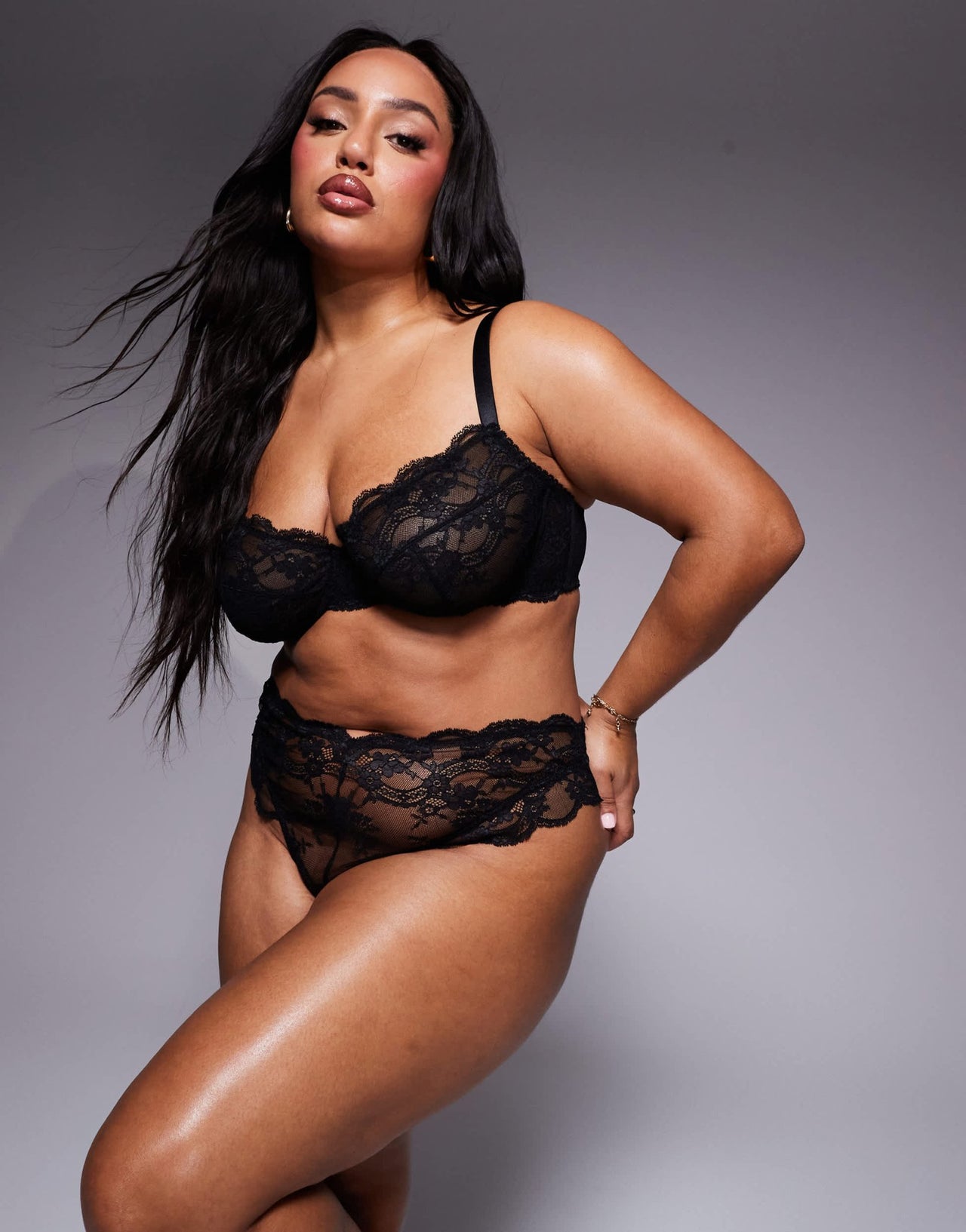 ASOS DESIGN Curve Lola lace thong in black - ASOS Sample Sale