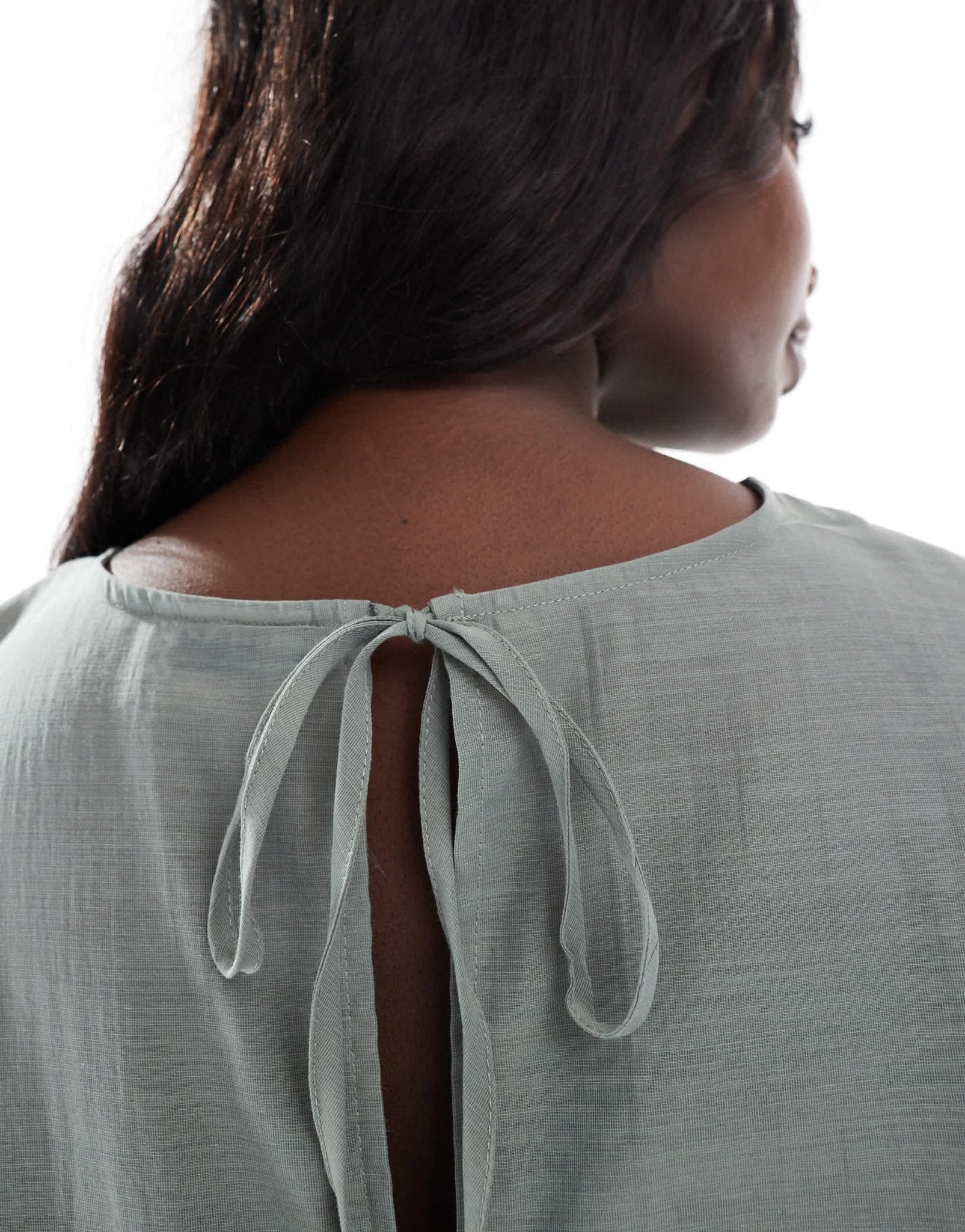 ASOS DESIGN Curve long sleeve peplum hem top in green - ASOS Sample Sale