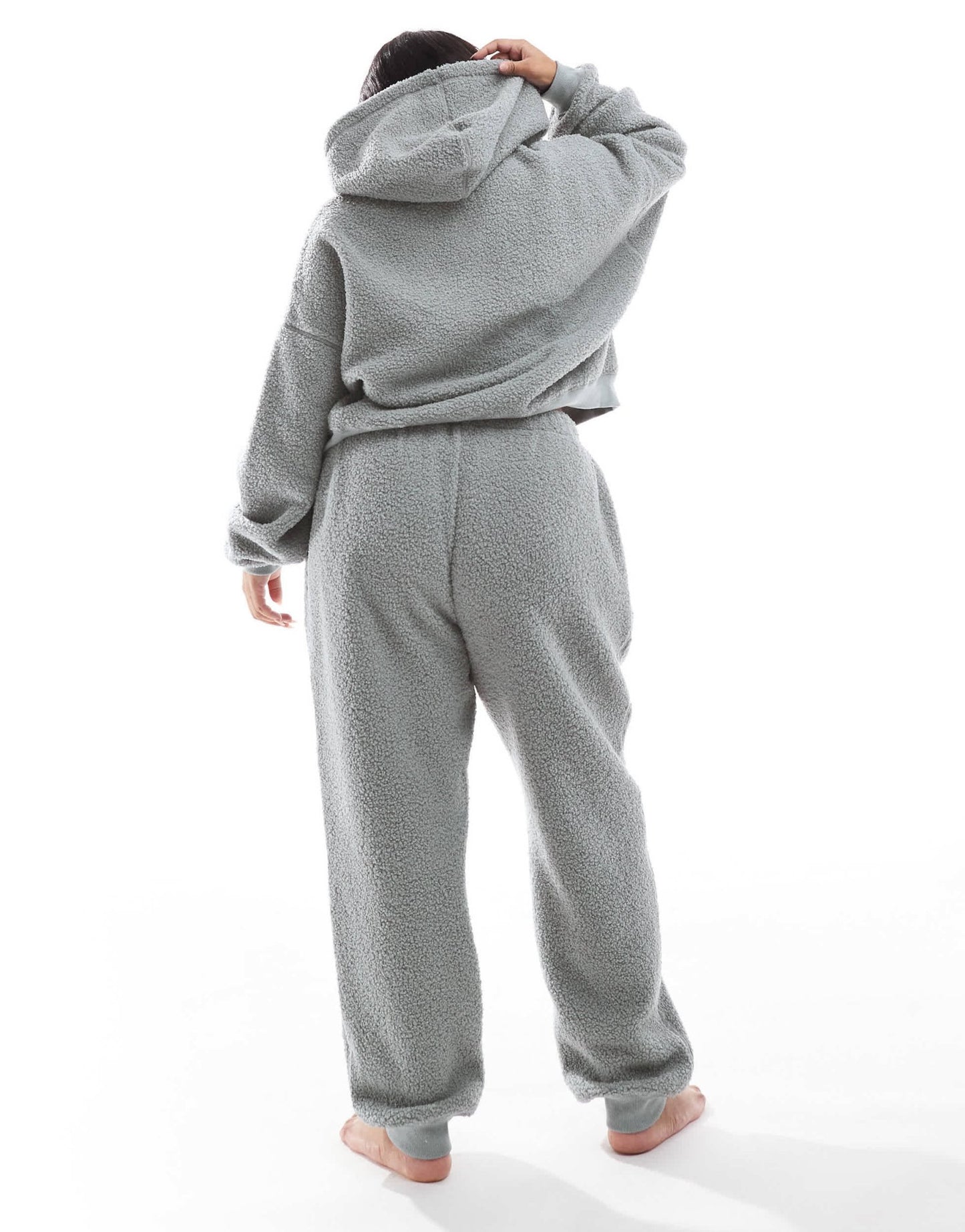 ASOS DESIGN Curve lounge borg oversized hoodie & jogger set in blue - ASOS Sample Sale