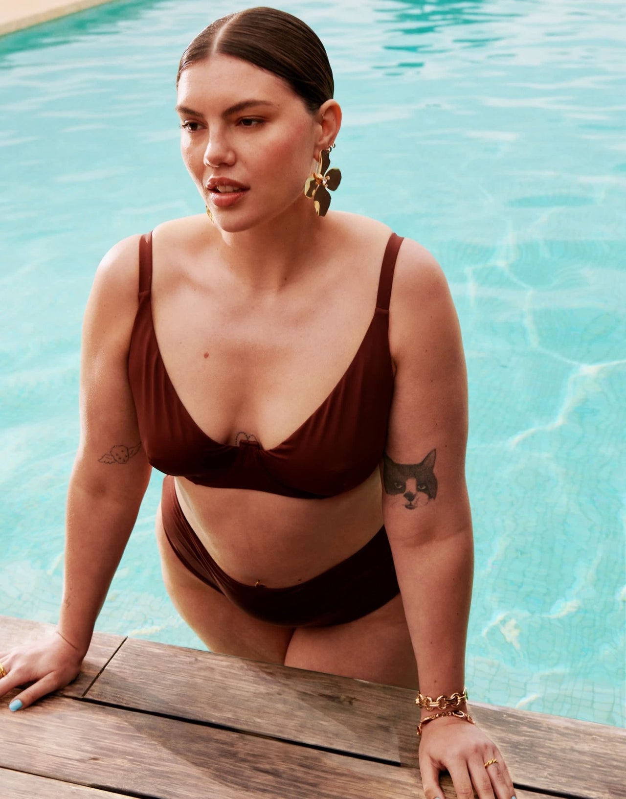 ASOS DESIGN Curve Maya step front underwired bikini top in chocolate brown - ASOS Sample Sale