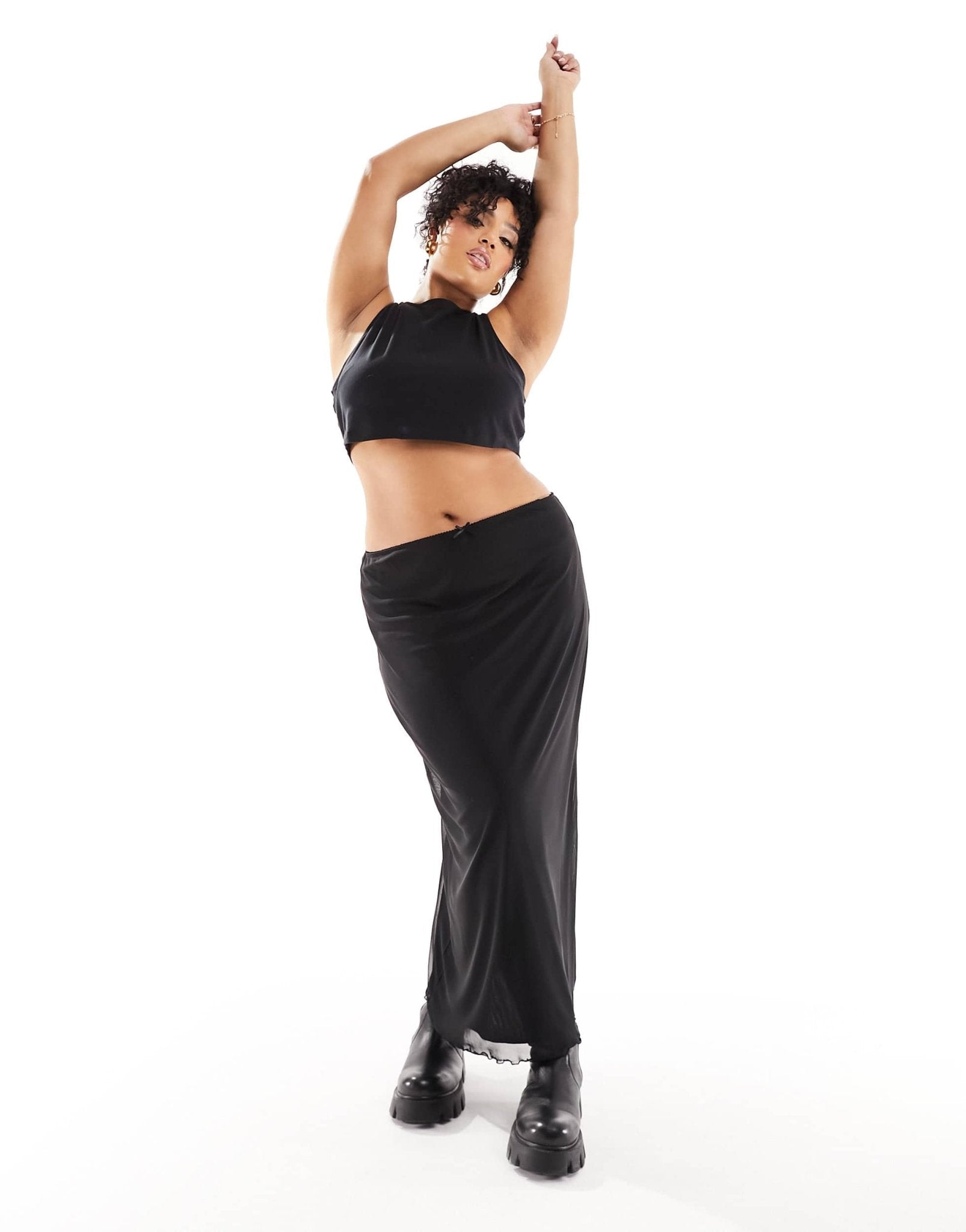 ASOS DESIGN Curve mesh midi skirt in black - ASOS Sample Sale