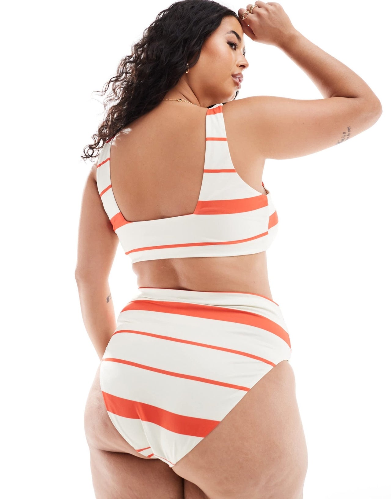ASOS DESIGN Curve Mia mix & match high leg high waist bikini bottom in tomato stripe - ASOS Sample Sale