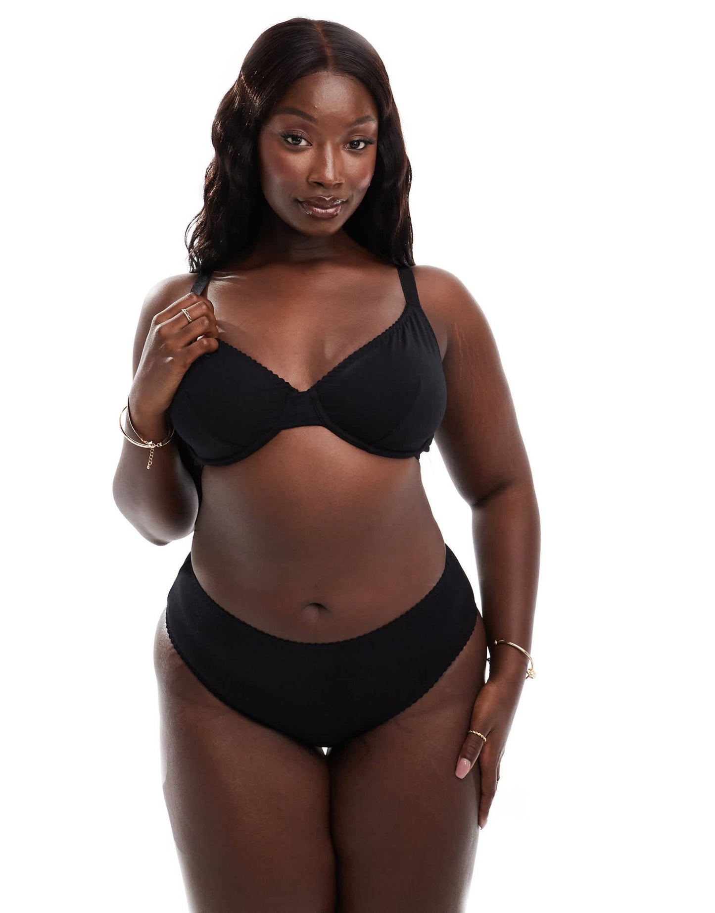 ASOS DESIGN Curve Mila cotton underwired bra in black - ASOS Sample Sale