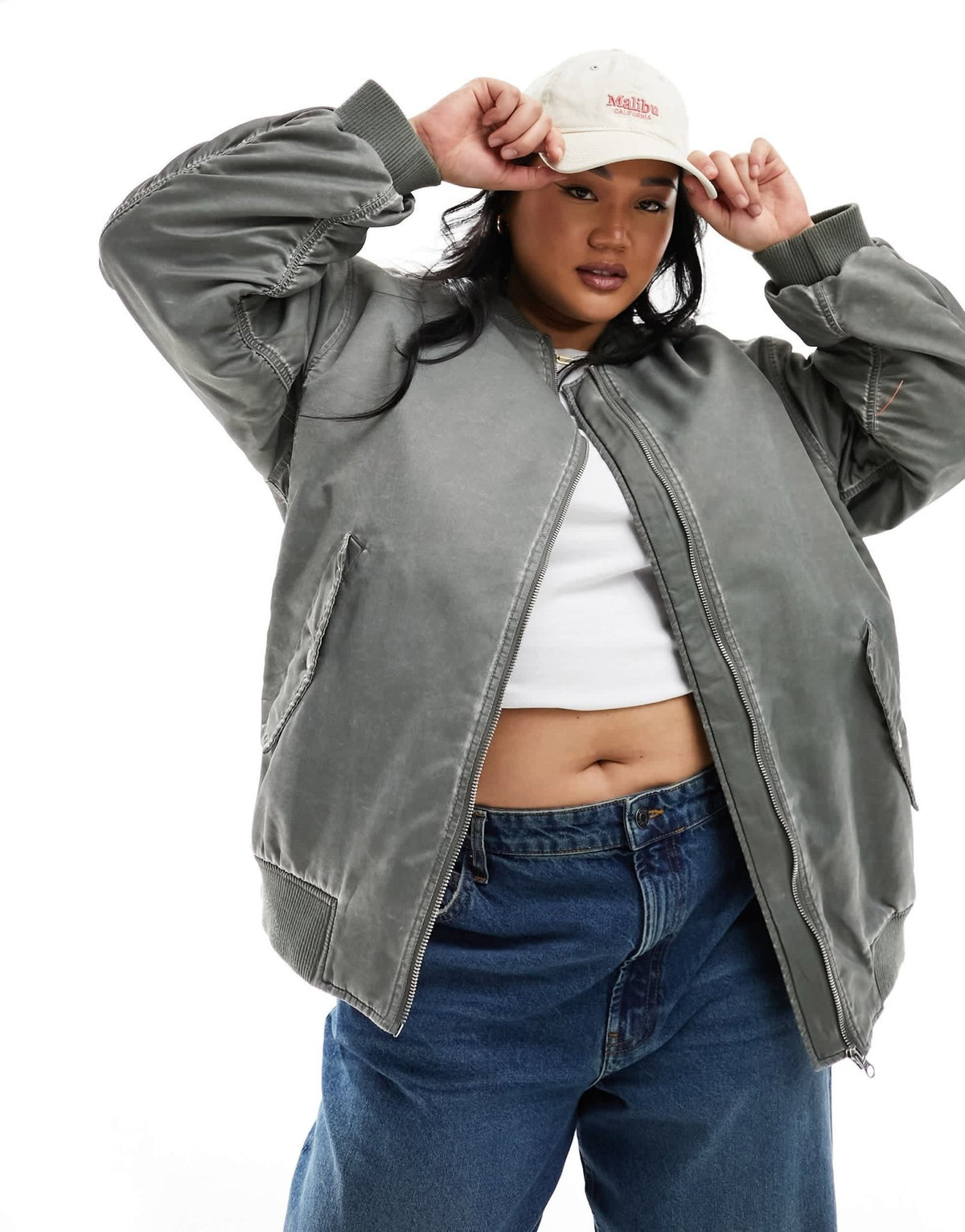 ASOS DESIGN Curve oversized bomber jacket in acid wash - ASOS Sample Sale