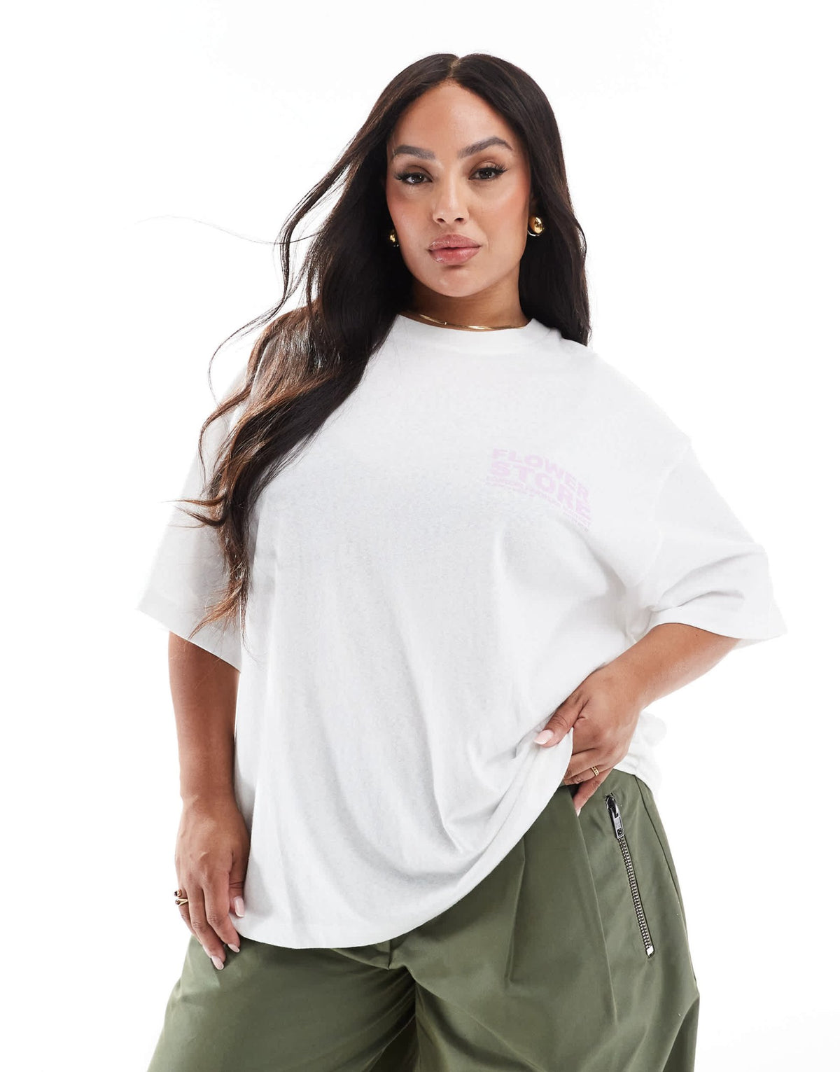ASOS DESIGN Curve oversized linen look T-shirt with flower shop graphic - ASOS Sample Sale