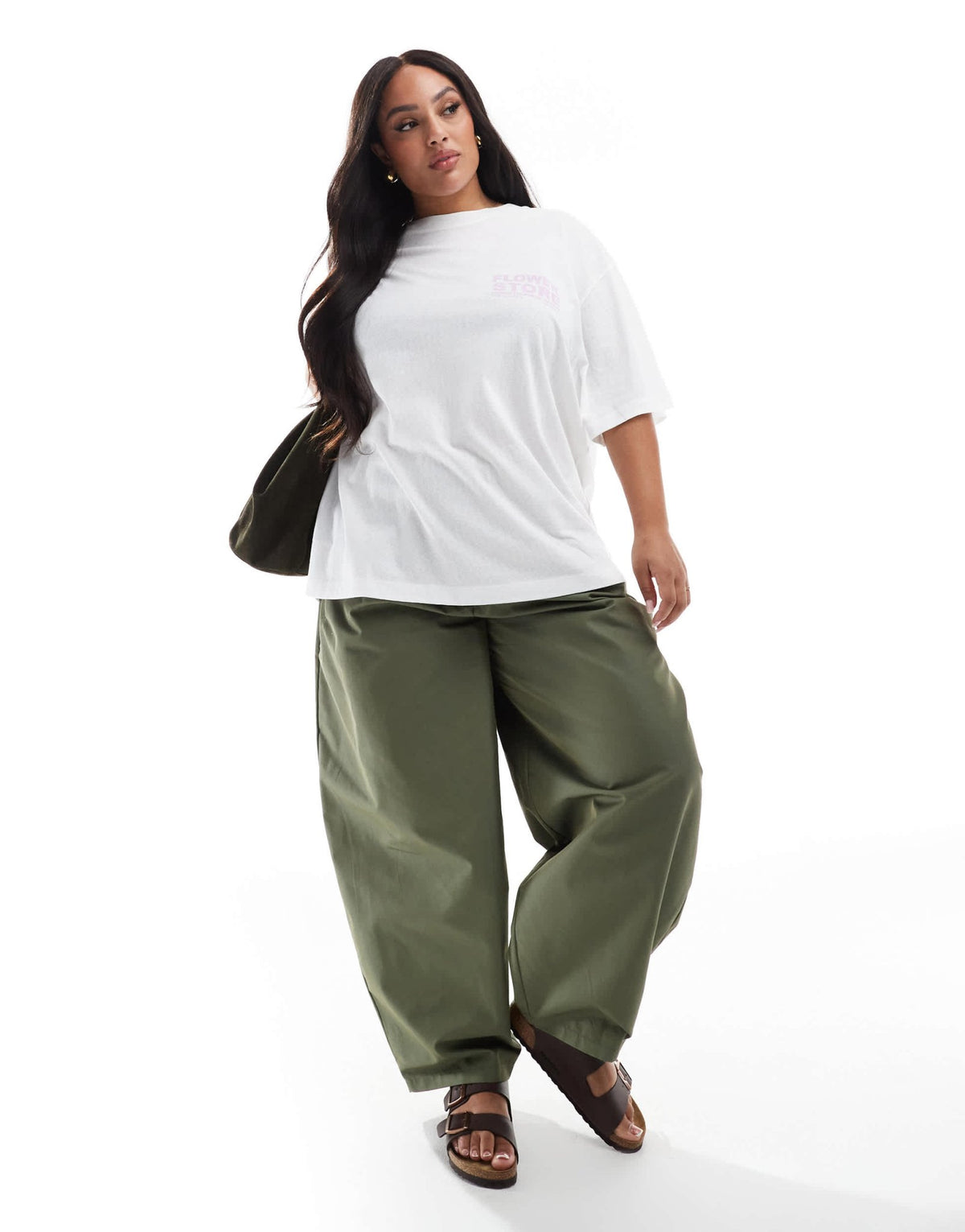ASOS DESIGN Curve oversized linen look T-shirt with flower shop graphic - ASOS Sample Sale