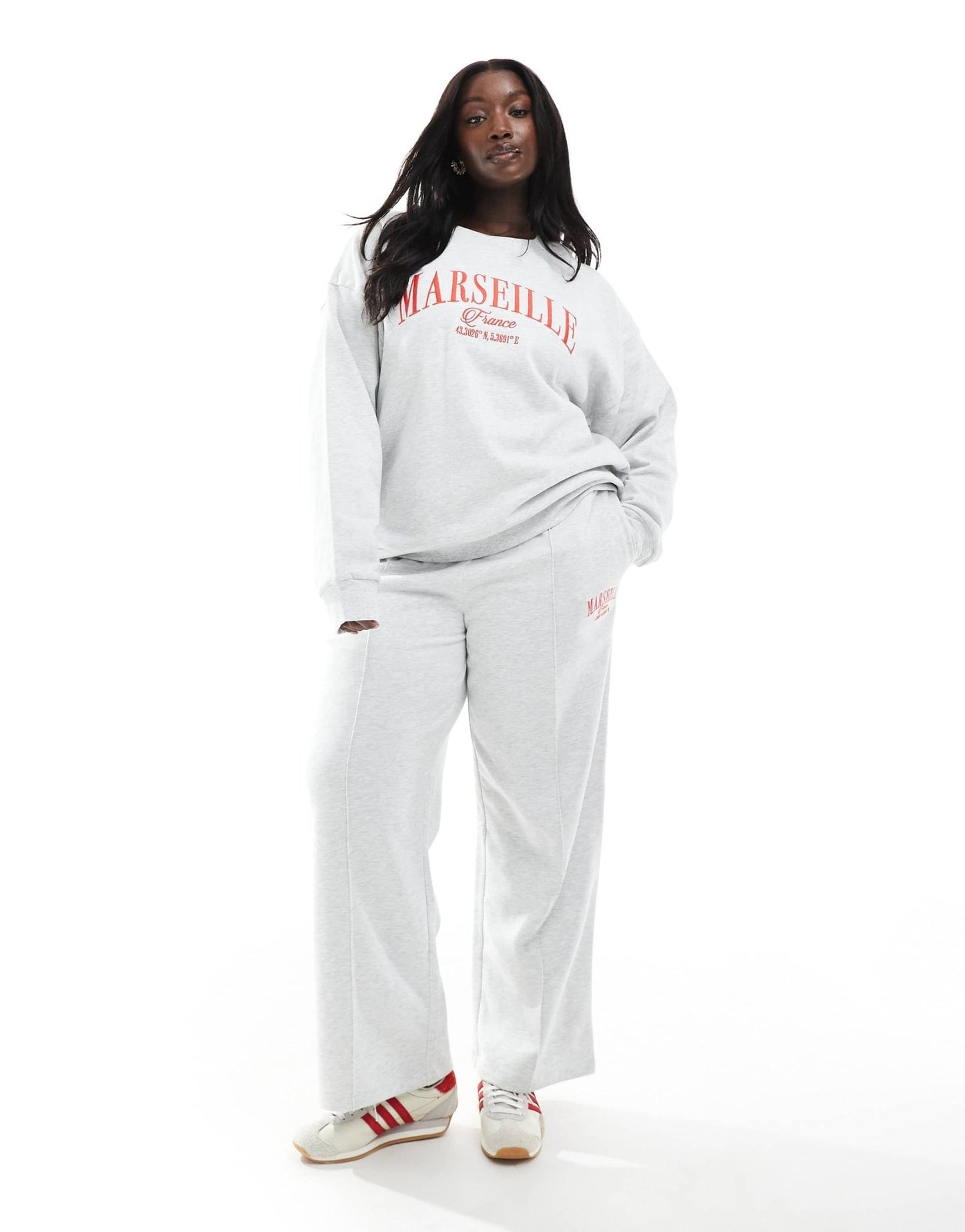 ASOS DESIGN Curve oversized sweatshirt with embroidered Marseille graphic in ice marl - ASOS Sample Sale